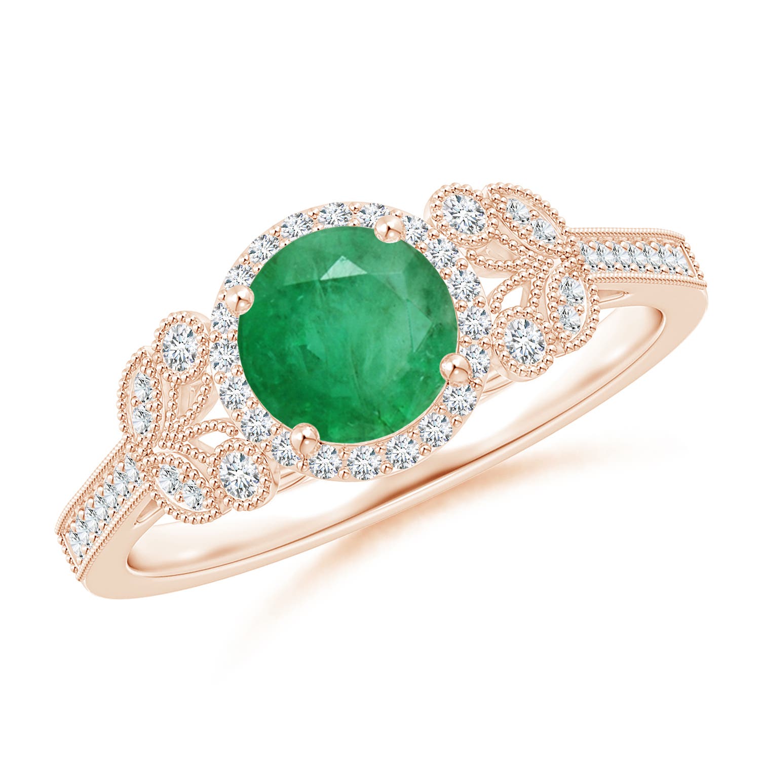 A - Emerald / 1 CT / 14 KT Rose Gold