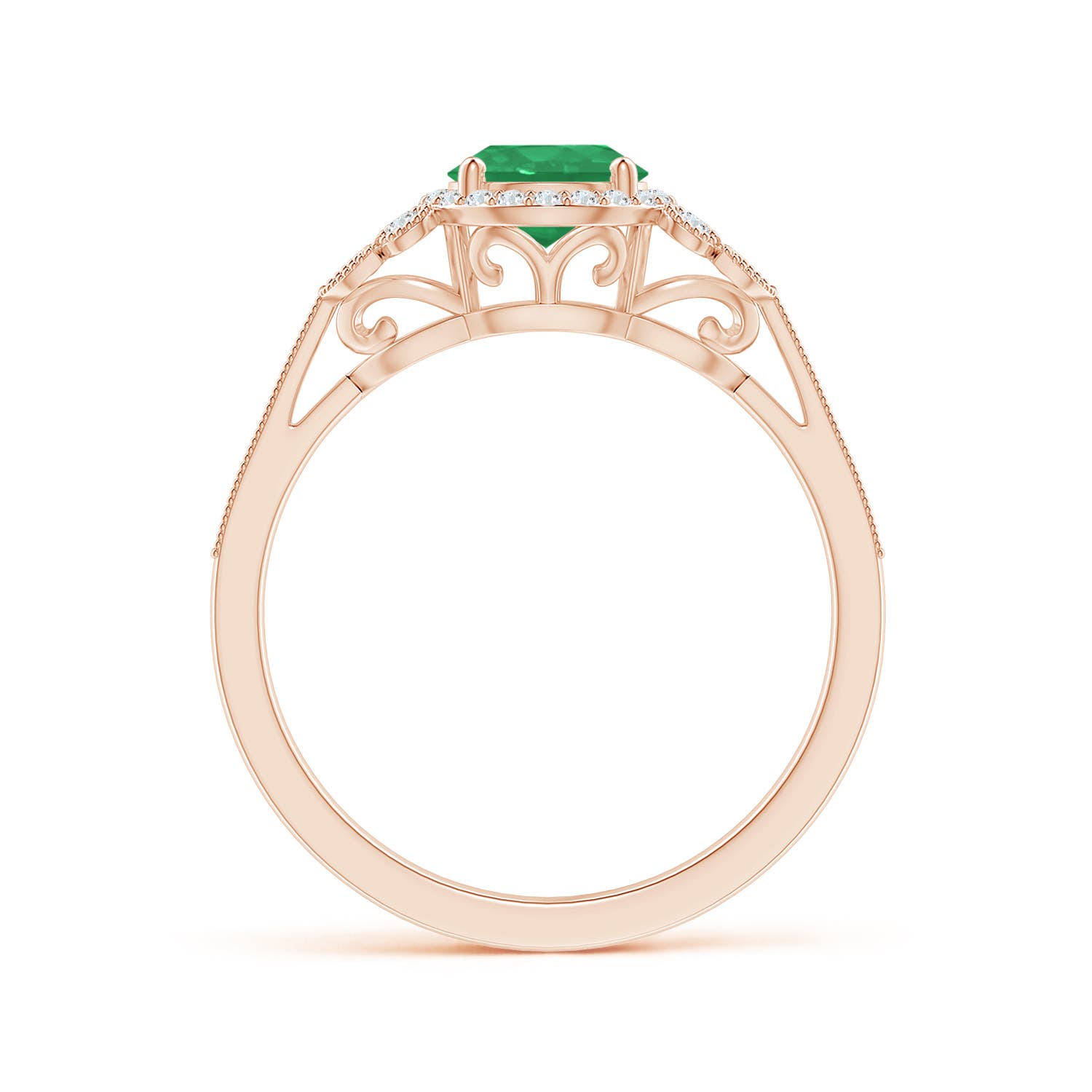 A - Emerald / 1 CT / 14 KT Rose Gold