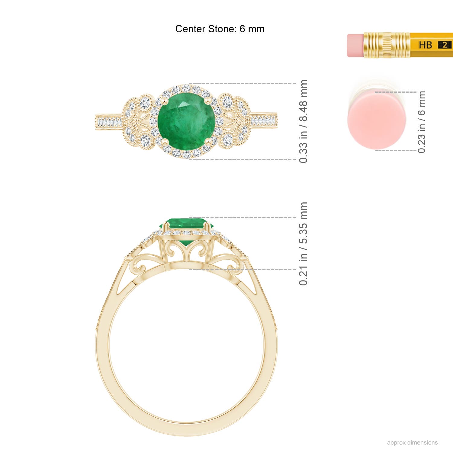 A - Emerald / 1 CT / 14 KT Yellow Gold