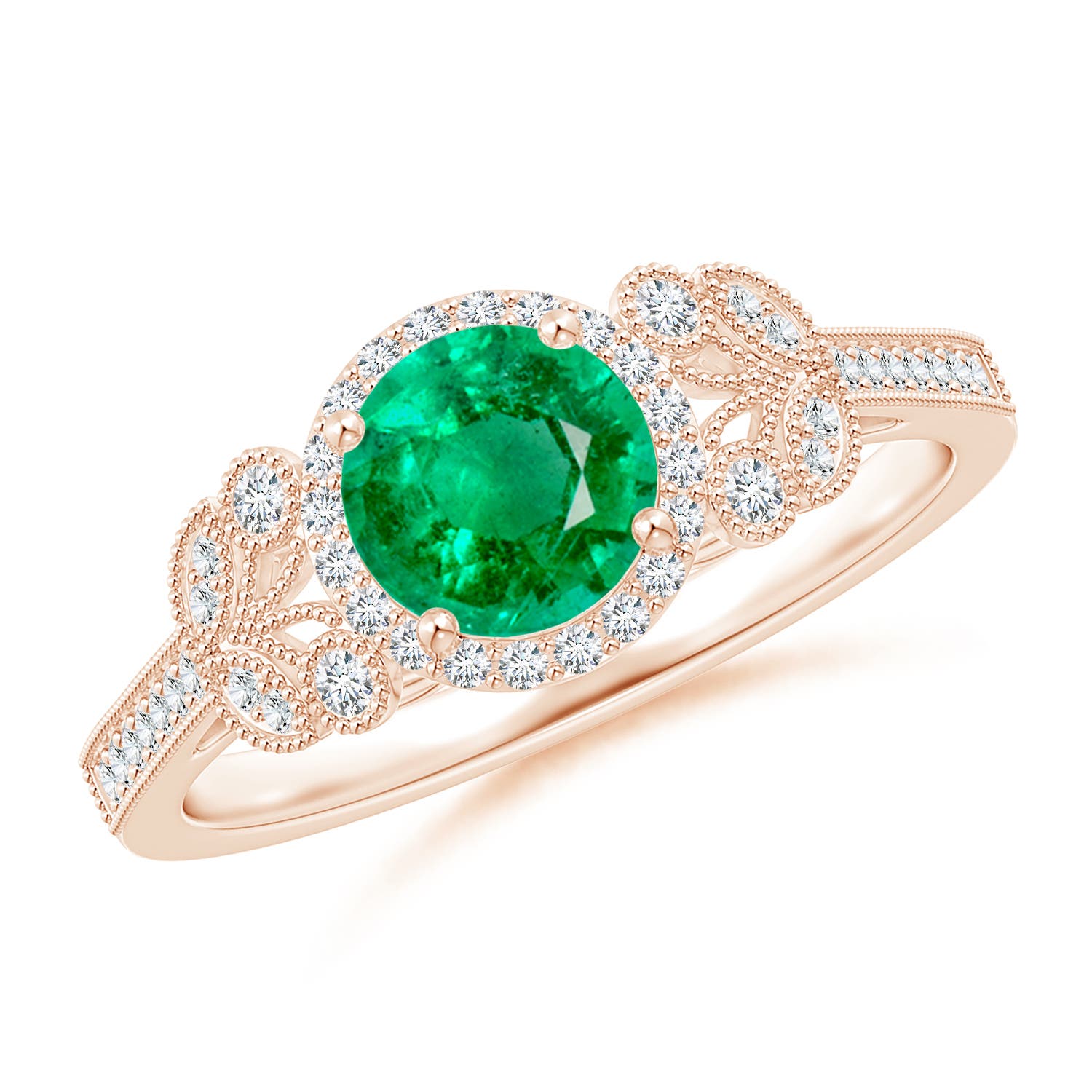 AAA - Emerald / 1 CT / 14 KT Rose Gold