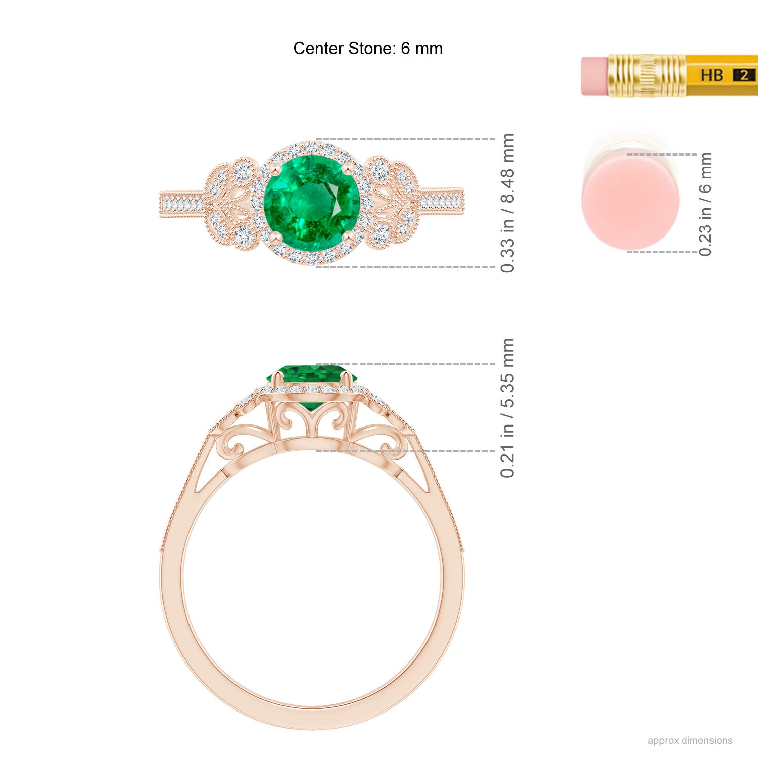 AAA - Emerald / 1 CT / 14 KT Rose Gold