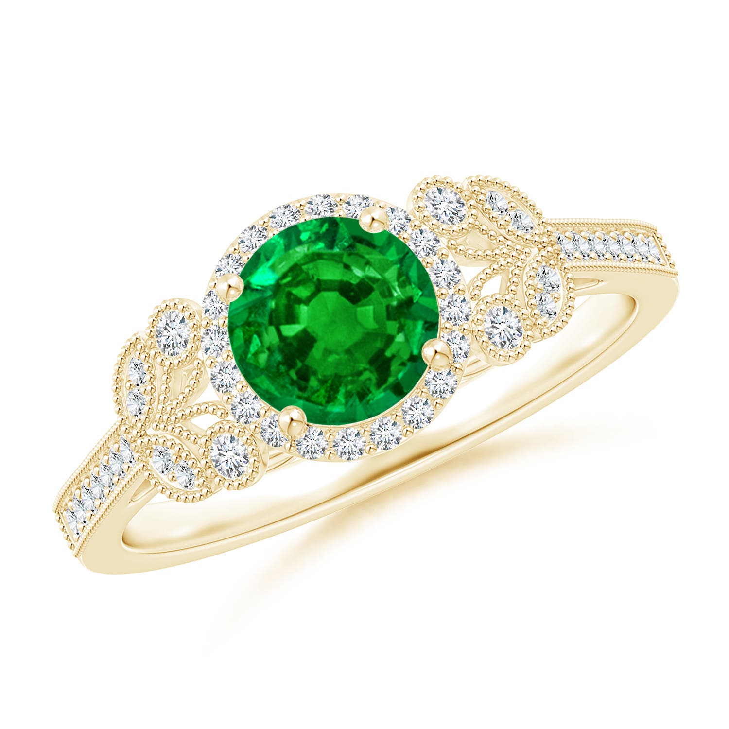 Premium - Lab-Grown Emerald / 1 CT / 18 KT Yellow Gold