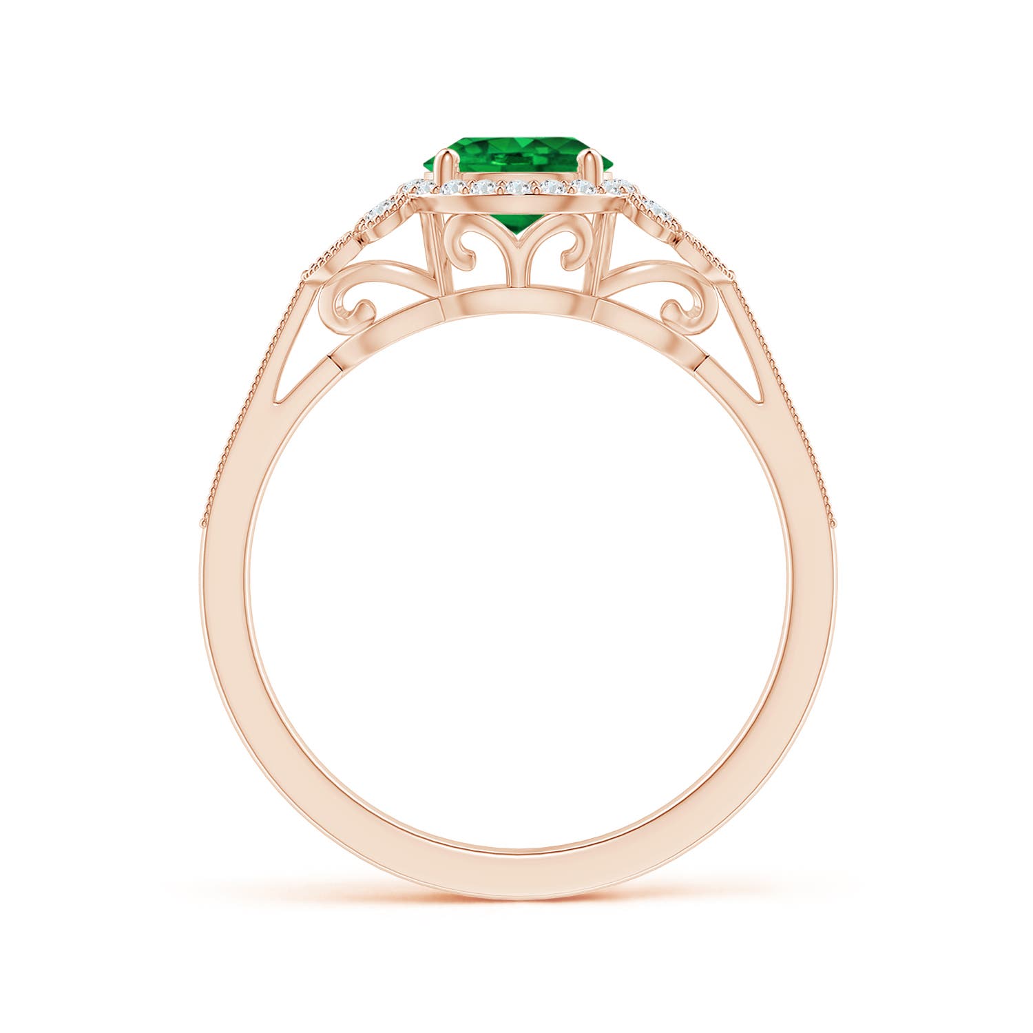 AAAA - Emerald / 1 CT / 14 KT Rose Gold