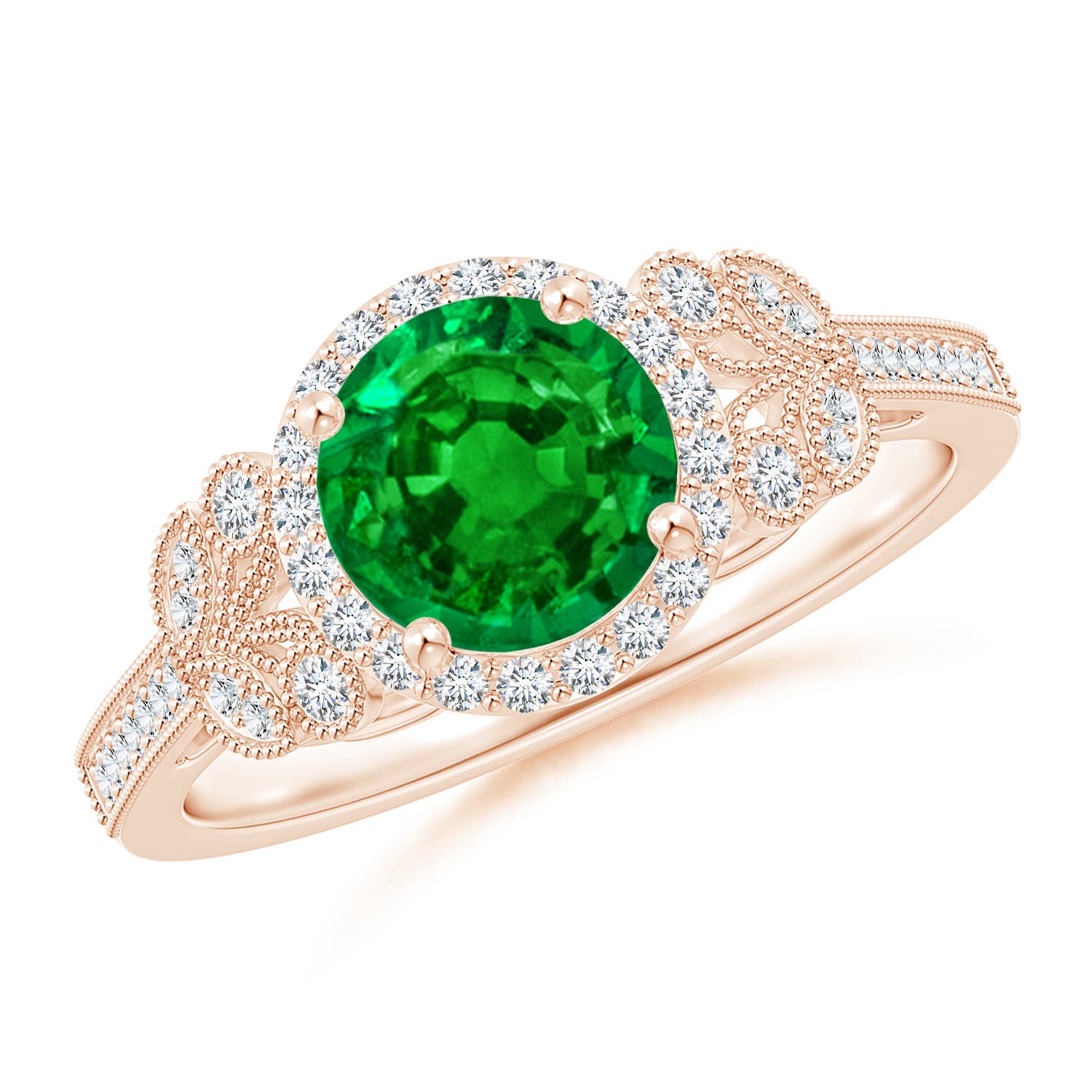 AAAA - Emerald / 1.51 CT / 14 KT Rose Gold