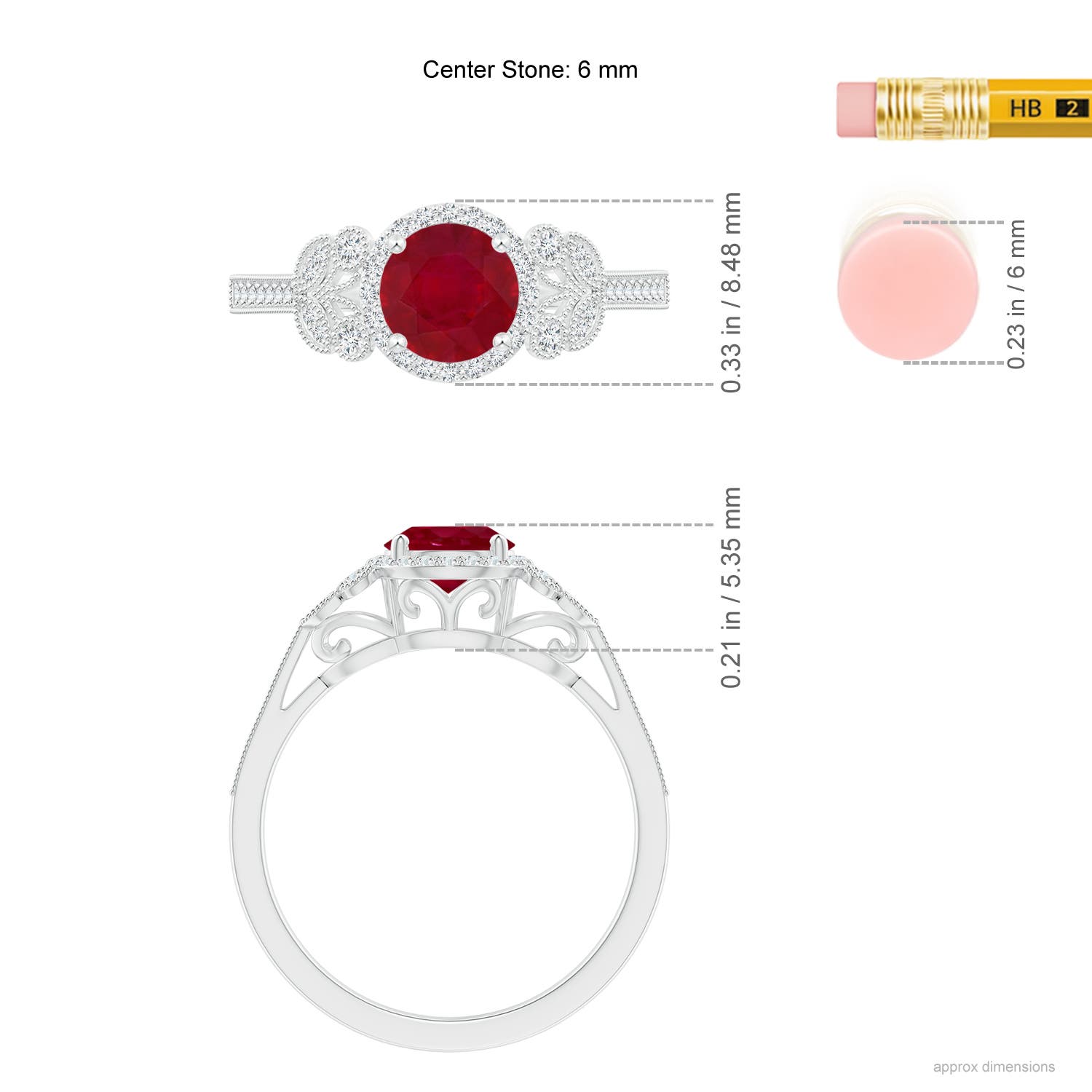 AA - Ruby / 1.25 CT / 14 KT White Gold