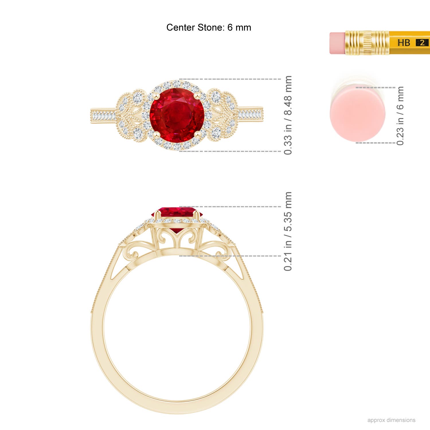 AAA - Ruby / 1.25 CT / 14 KT Yellow Gold