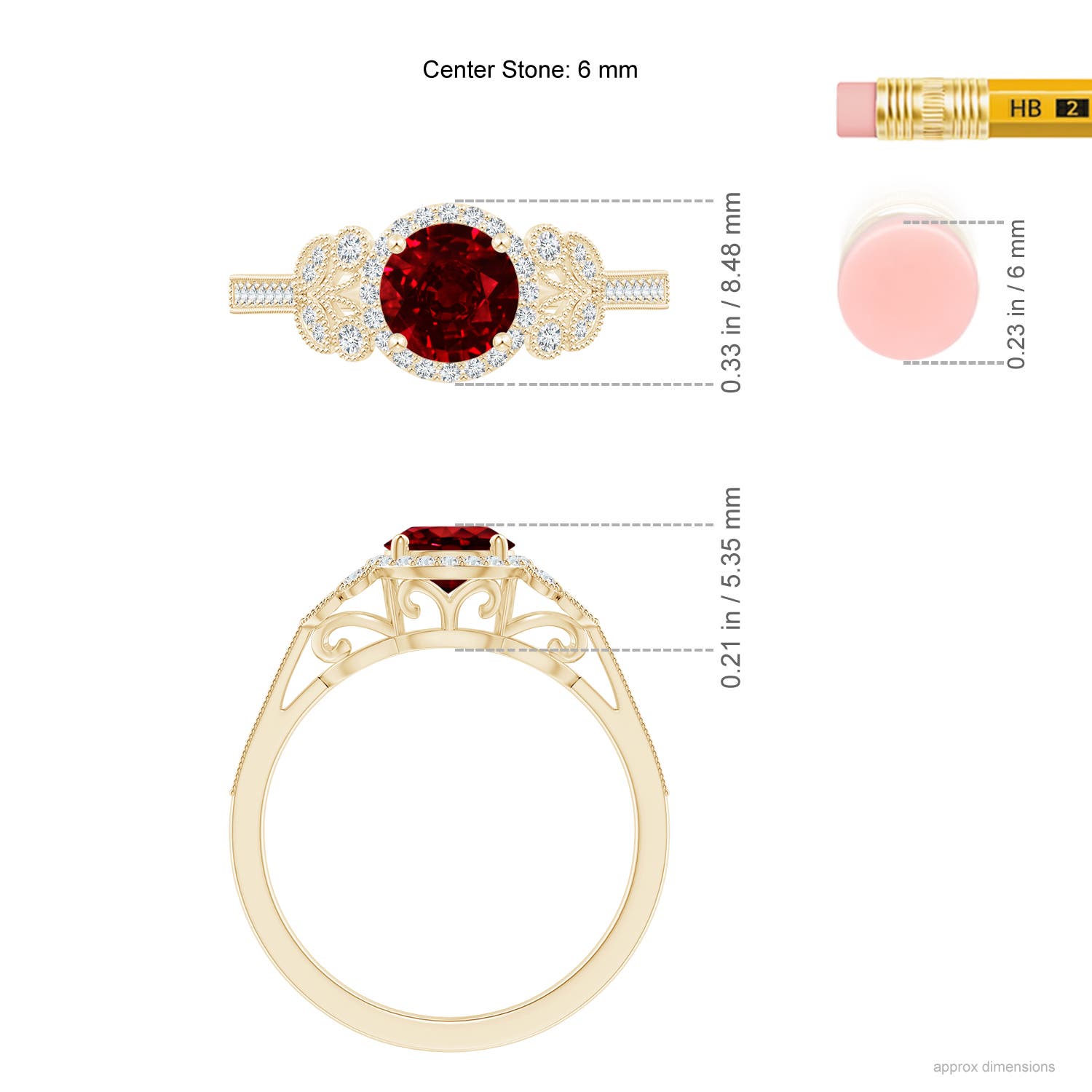 AAAA - Ruby / 1.25 CT / 14 KT Yellow Gold