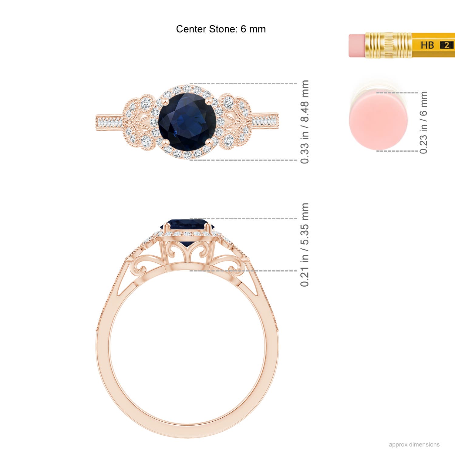 A - Blue Sapphire / 1.25 CT / 14 KT Rose Gold