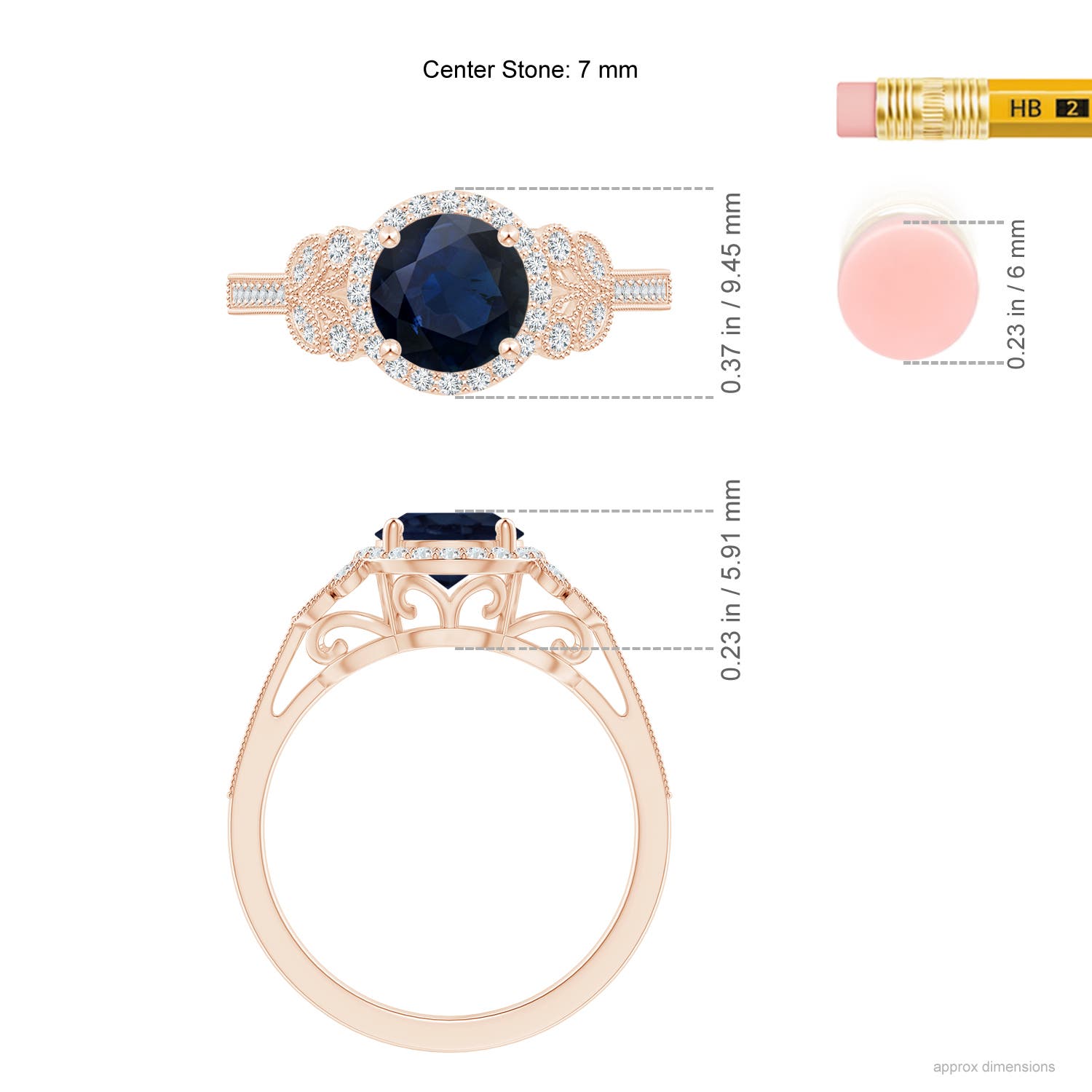 A - Blue Sapphire / 1.91 CT / 14 KT Rose Gold