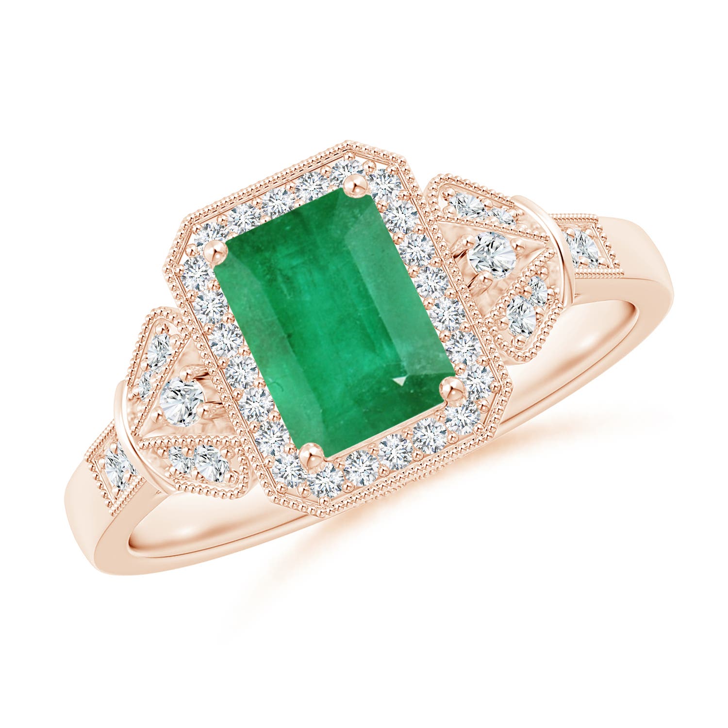 A - Emerald / 1.26 CT / 14 KT Rose Gold