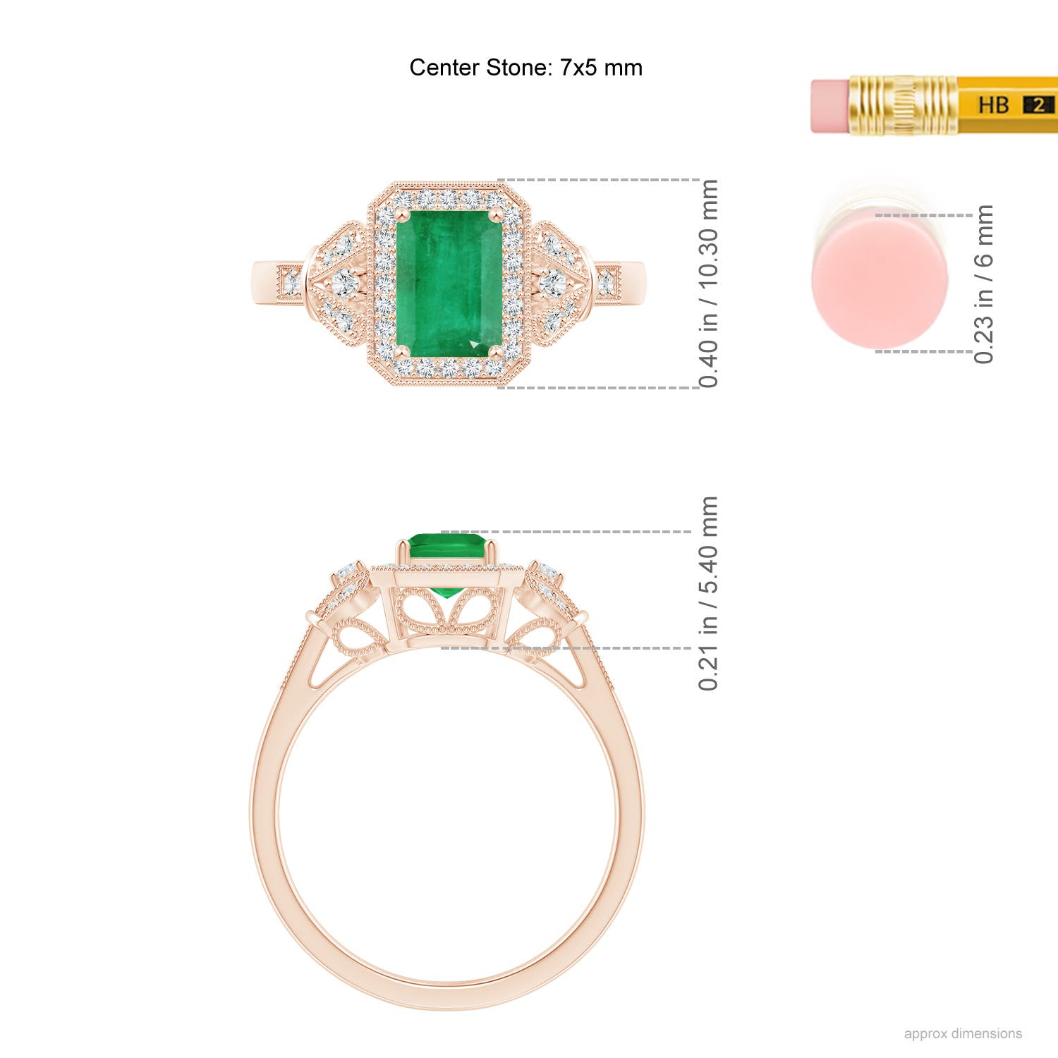 A - Emerald / 1.26 CT / 14 KT Rose Gold