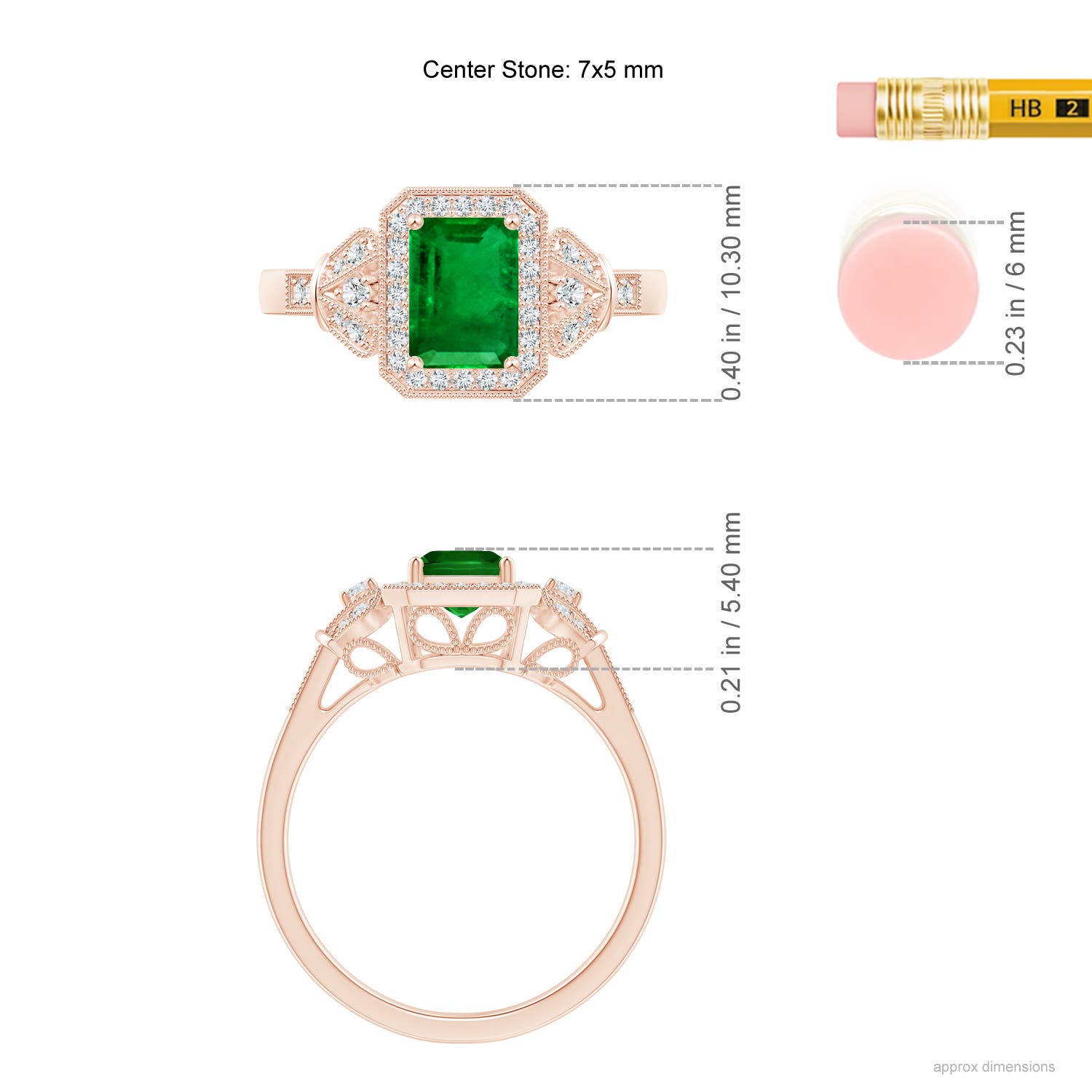 Premium - Lab-Grown Emerald / 1.26 CT / 18 KT Rose Gold