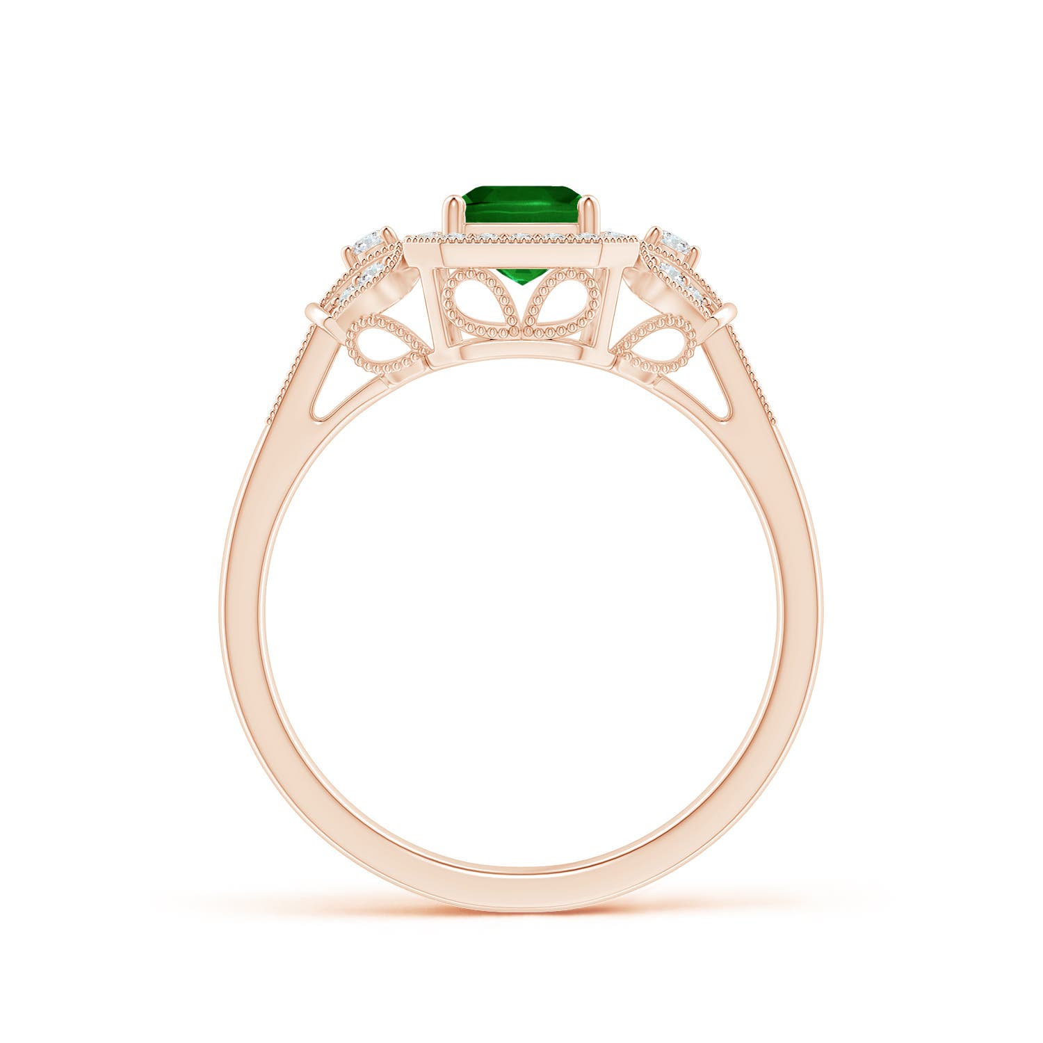 AAAA - Emerald / 1.26 CT / 14 KT Rose Gold