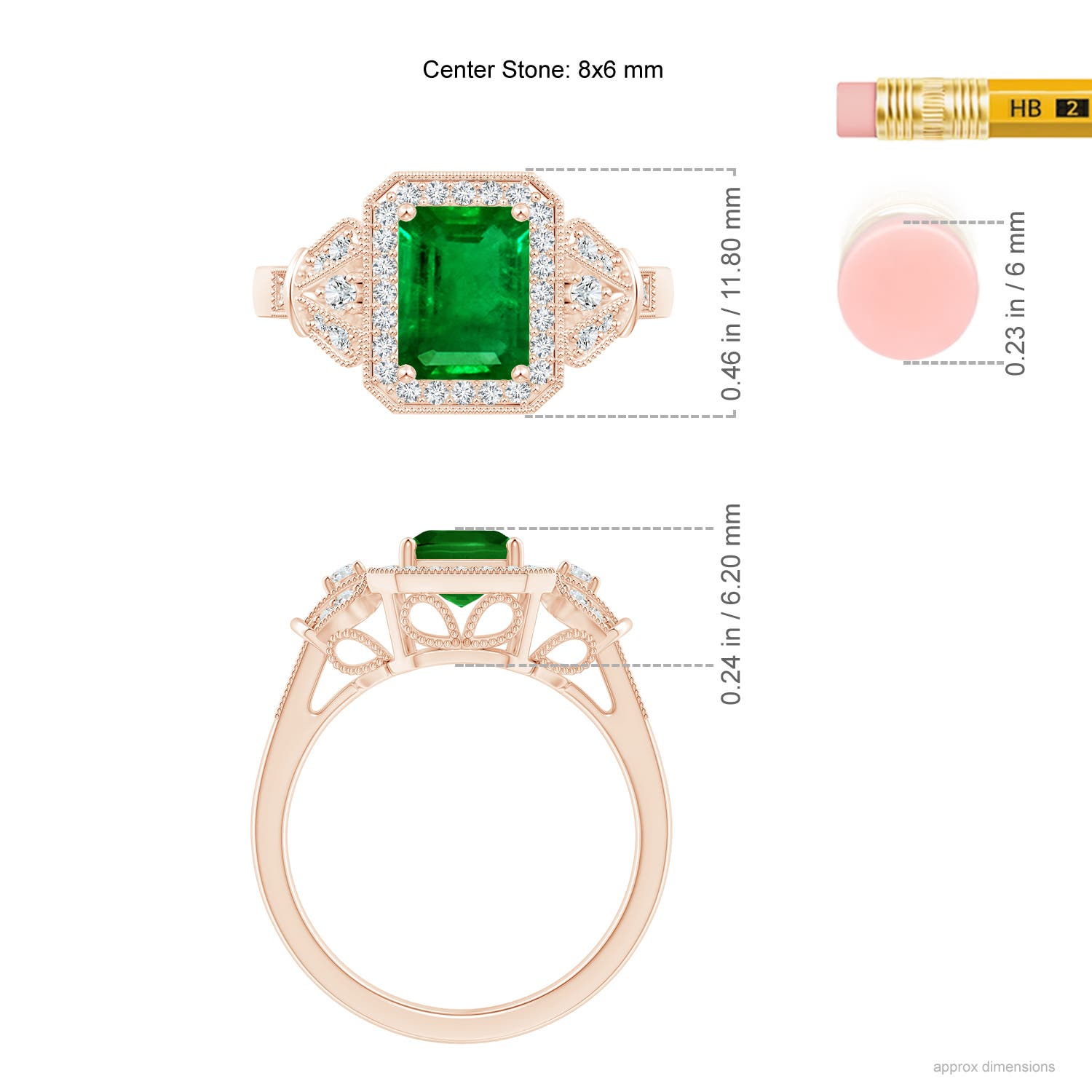 AAAA - Emerald / 1.83 CT / 14 KT Rose Gold