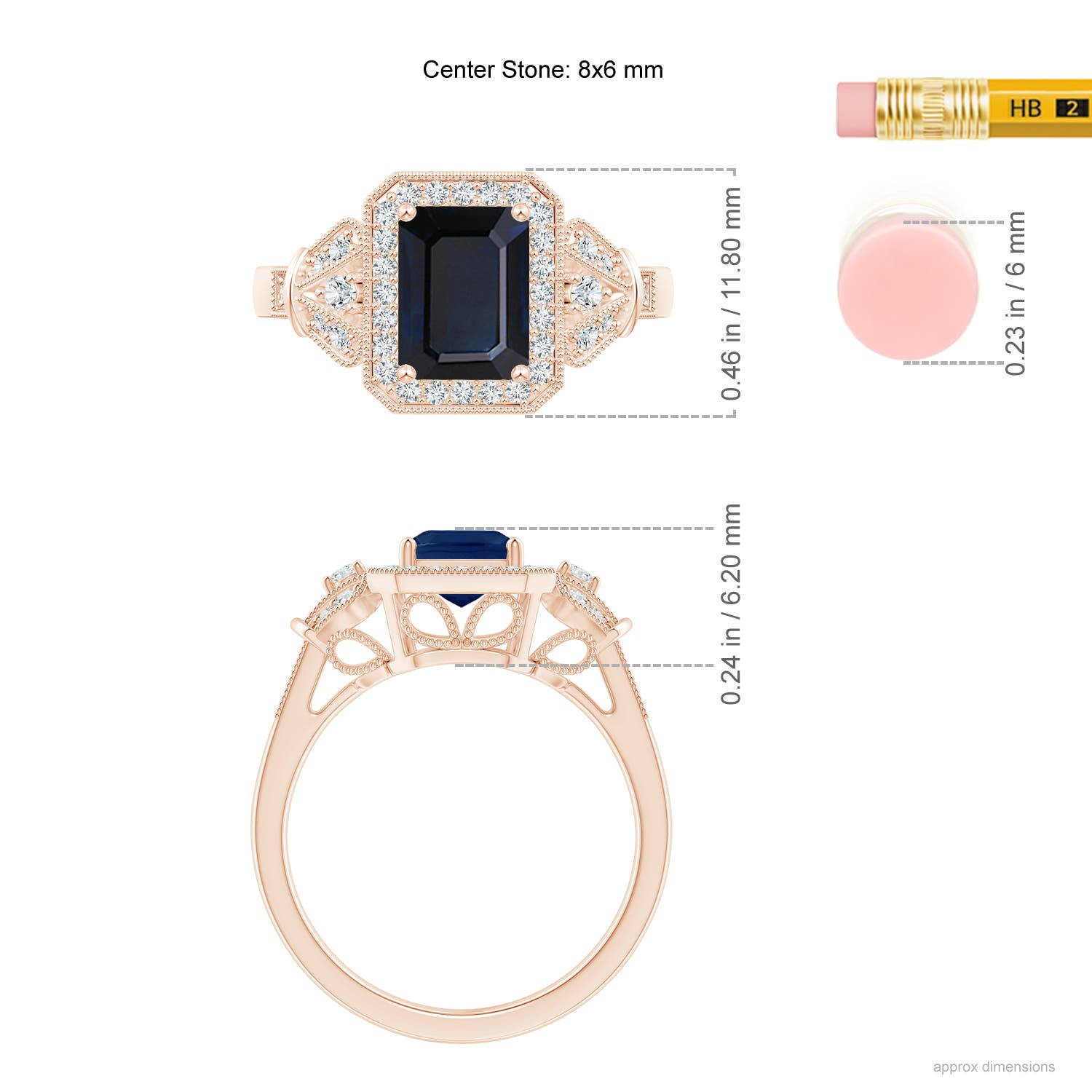 A - Blue Sapphire / 1.98 CT / 14 KT Rose Gold