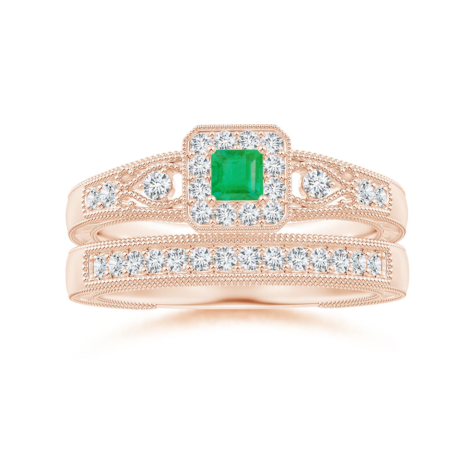 A - Emerald / 0.35 CT / 14 KT Rose Gold