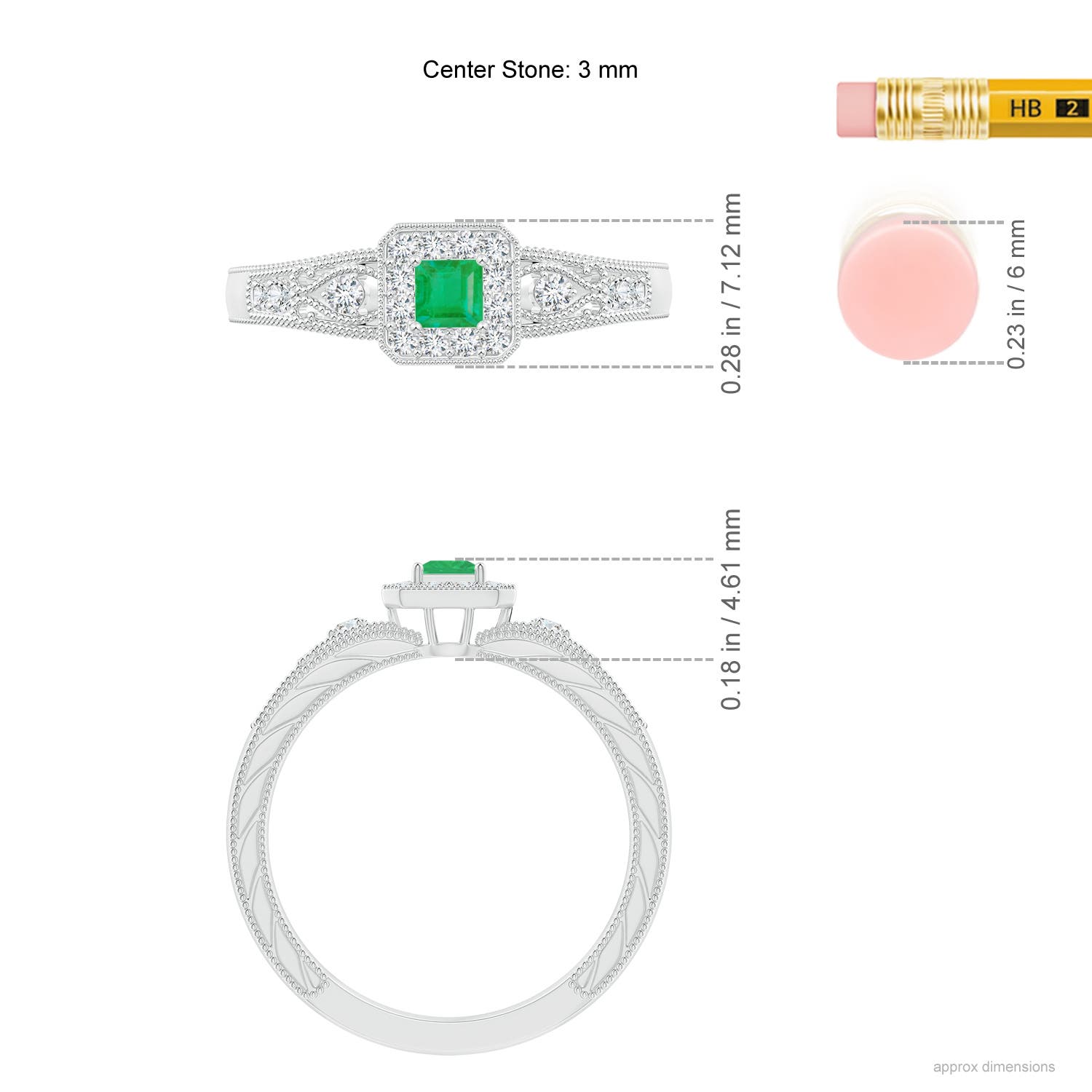 A - Emerald / 0.35 CT / 14 KT White Gold