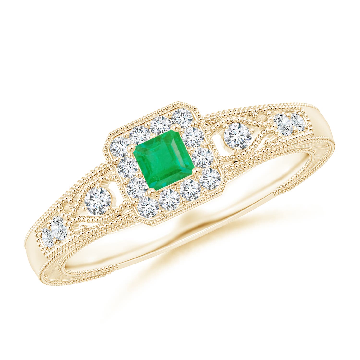 A - Emerald / 0.35 CT / 14 KT Yellow Gold