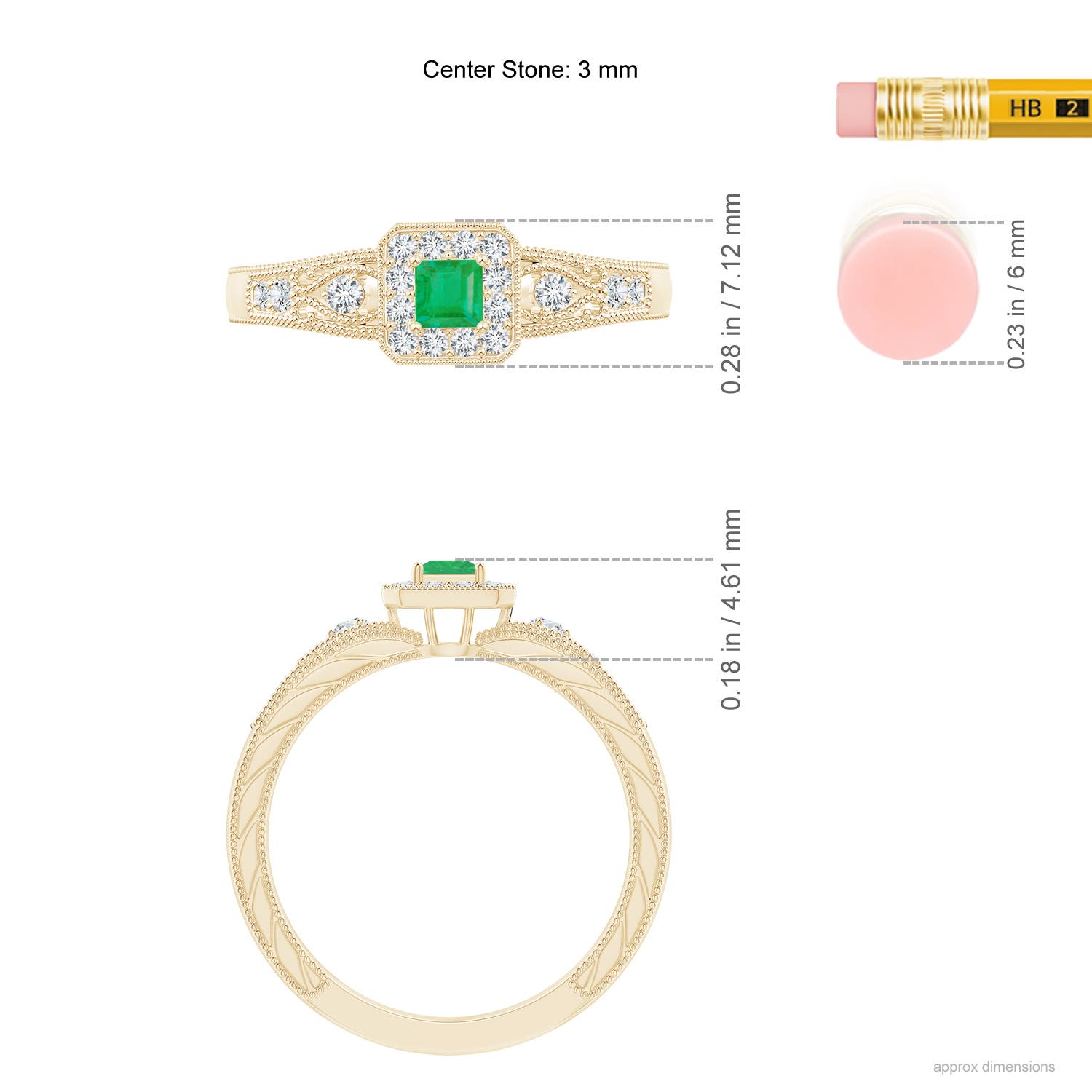 A - Emerald / 0.35 CT / 14 KT Yellow Gold