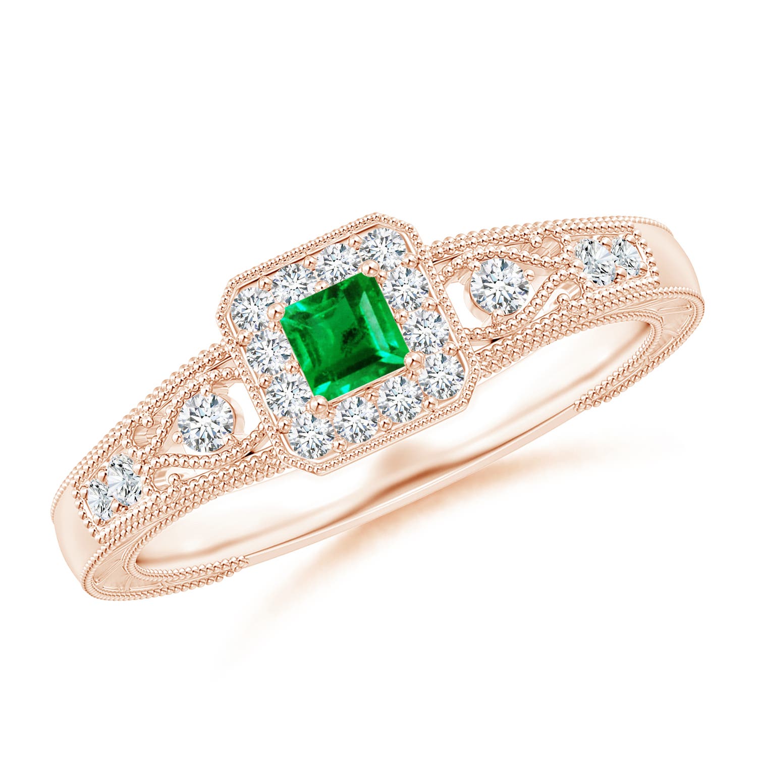 AAA - Emerald / 0.35 CT / 14 KT Rose Gold