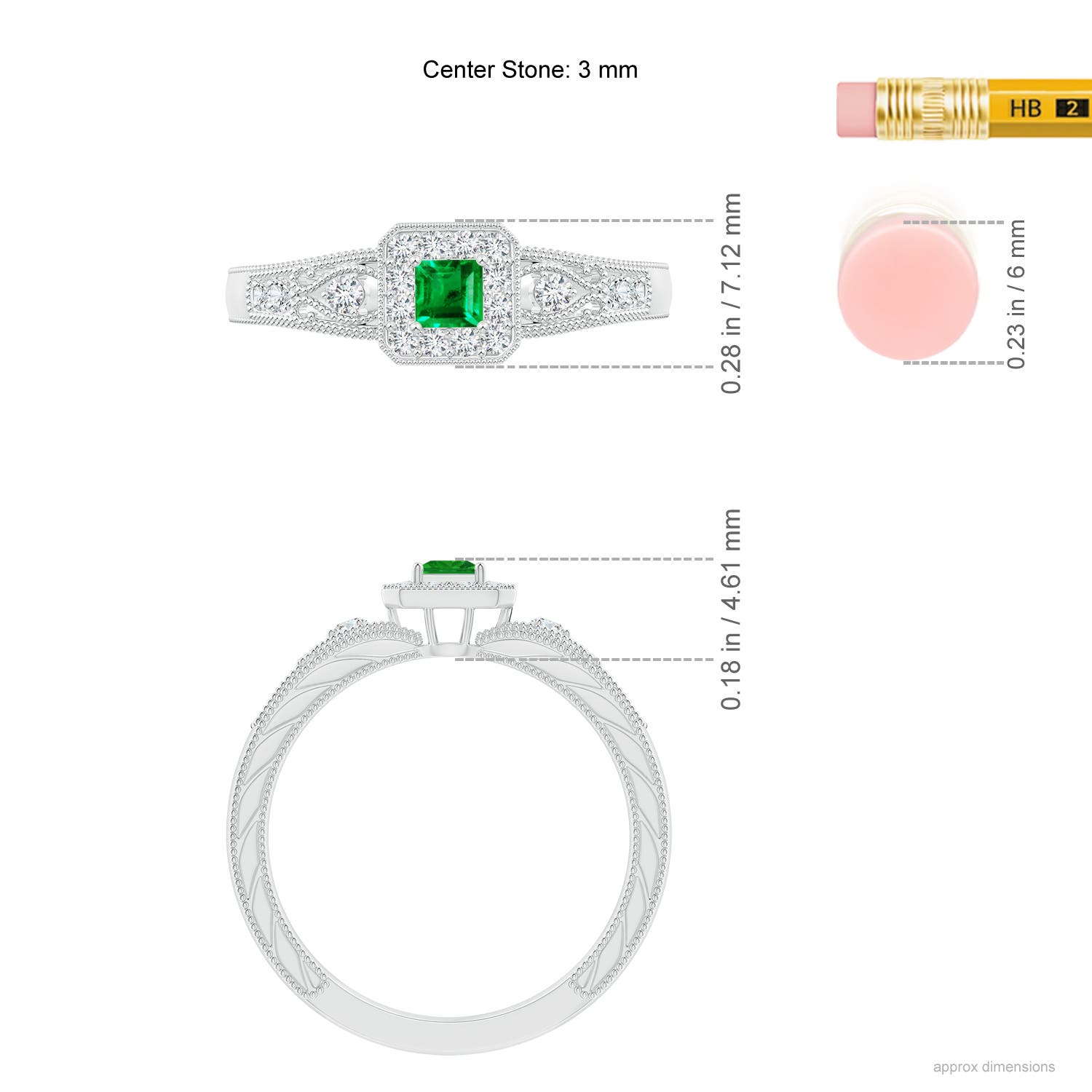 AAA - Emerald / 0.35 CT / 14 KT White Gold