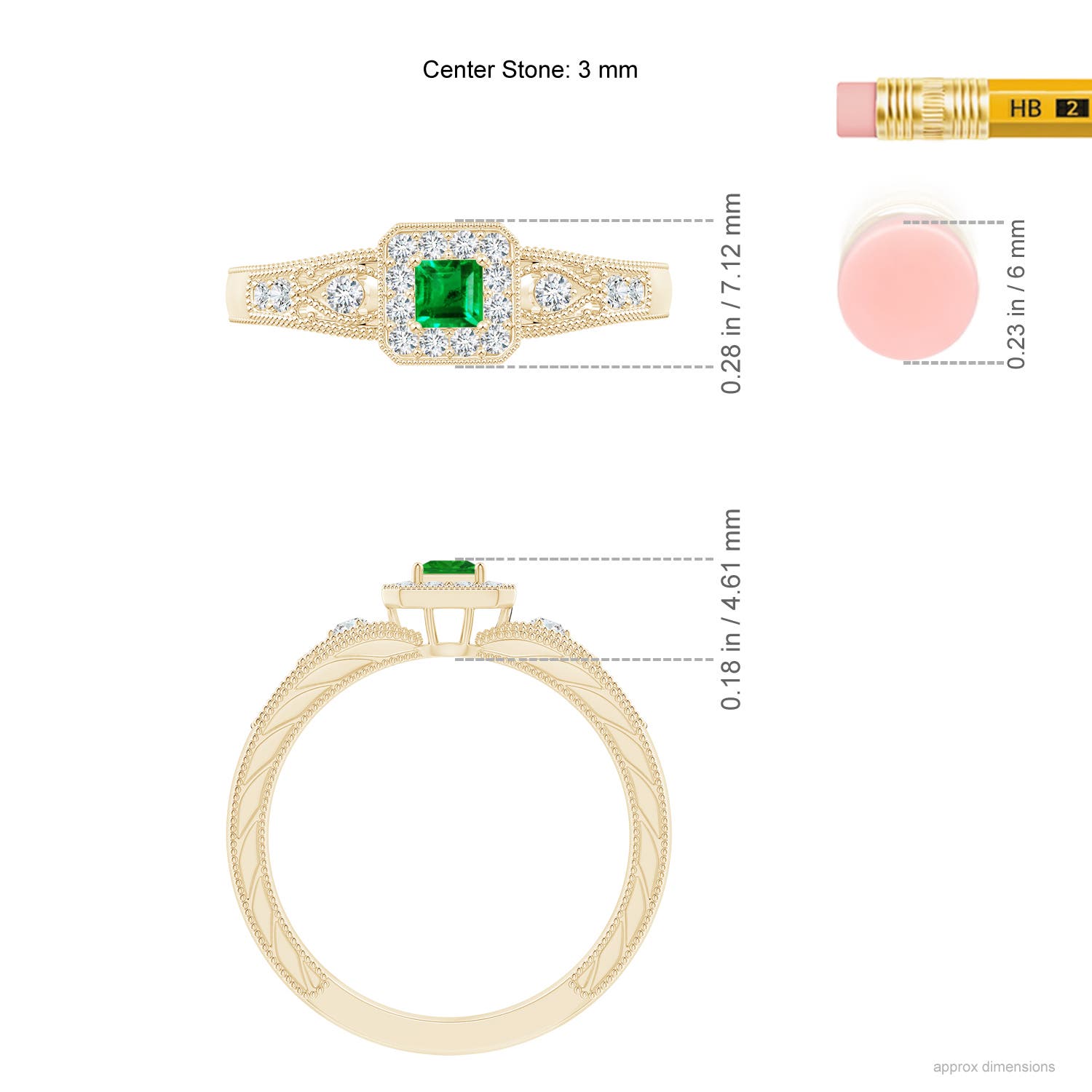 AAA - Emerald / 0.35 CT / 14 KT Yellow Gold