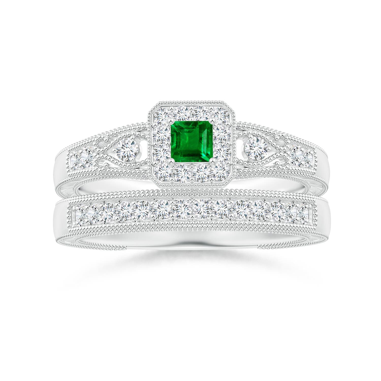 AAAA - Emerald / 0.35 CT / 14 KT White Gold