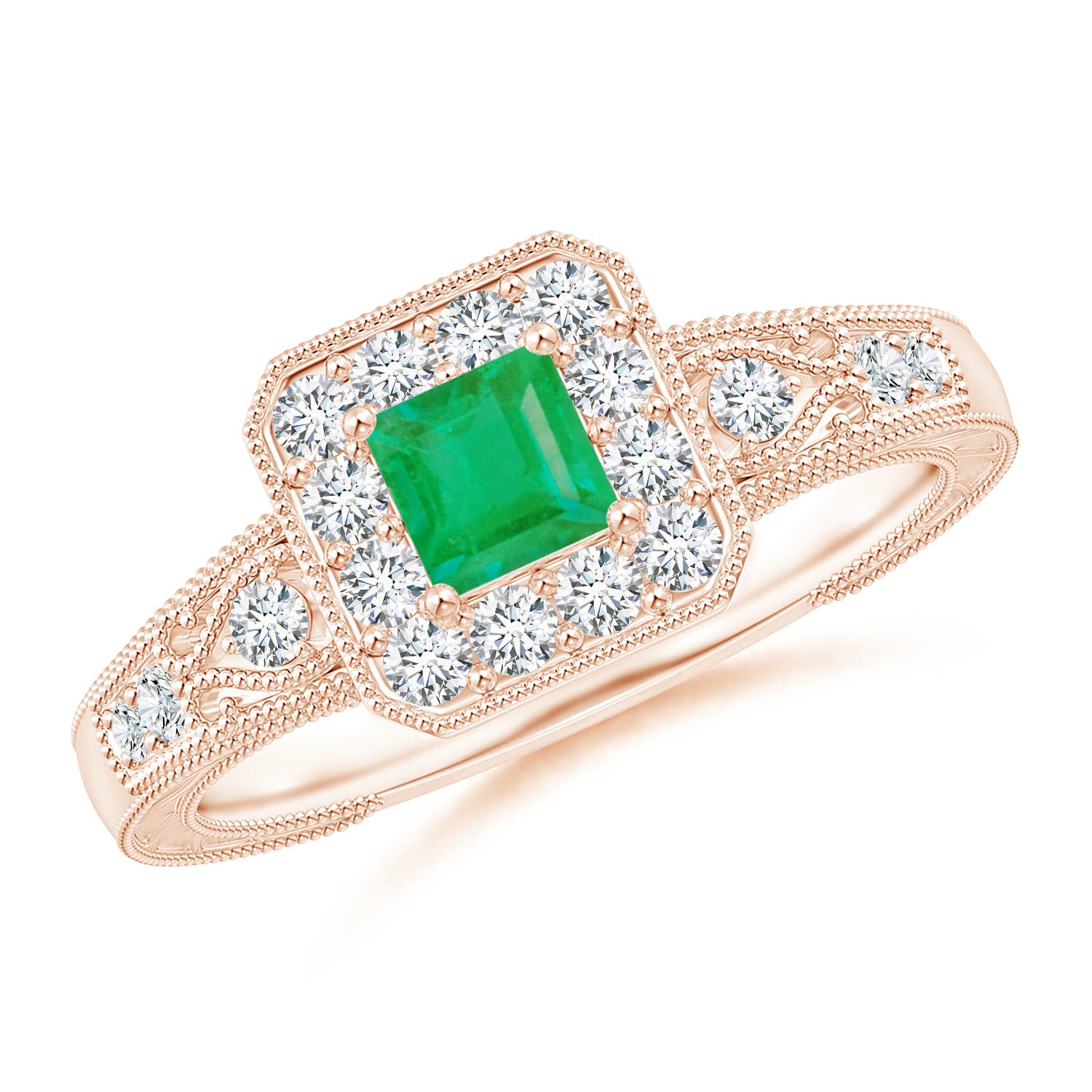 A - Emerald / 0.54 CT / 14 KT Rose Gold