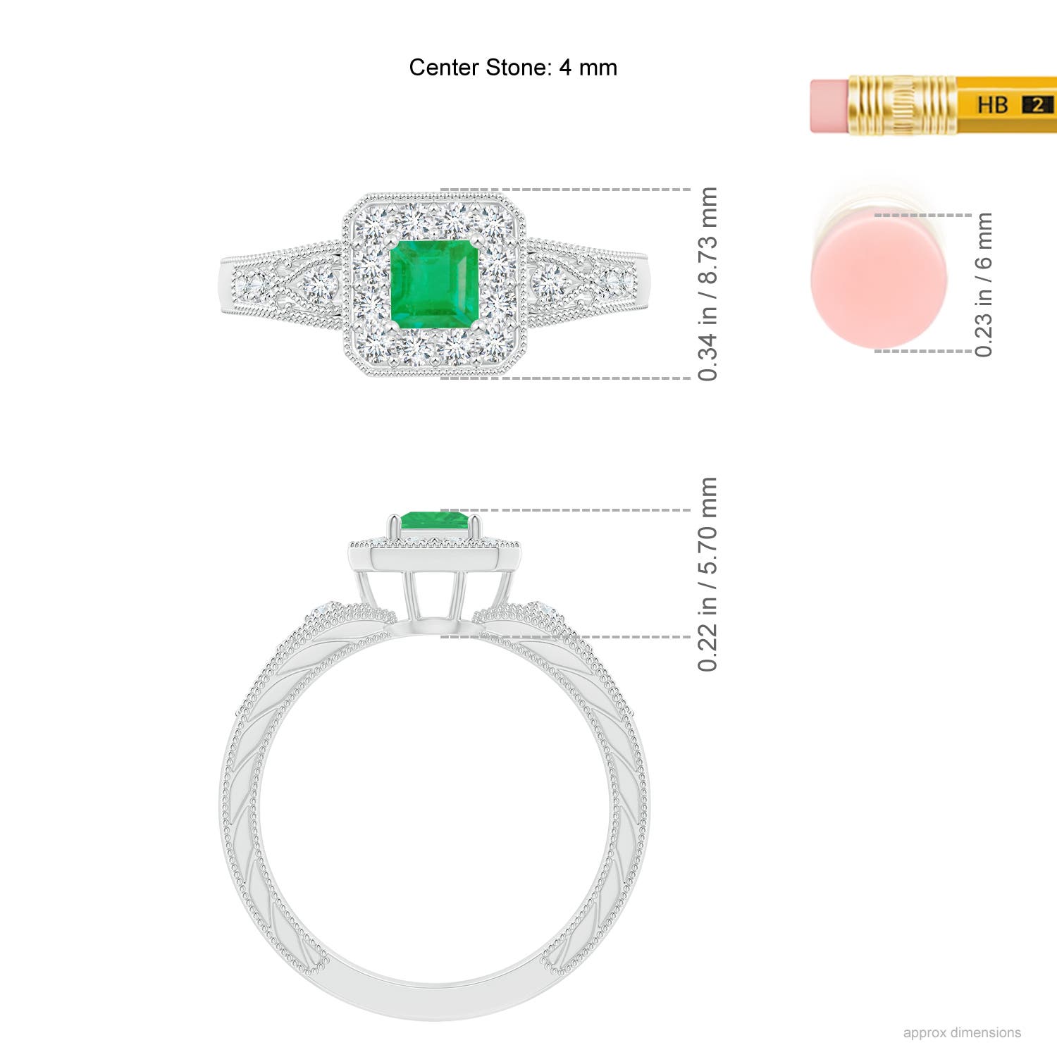 A - Emerald / 0.54 CT / 14 KT White Gold