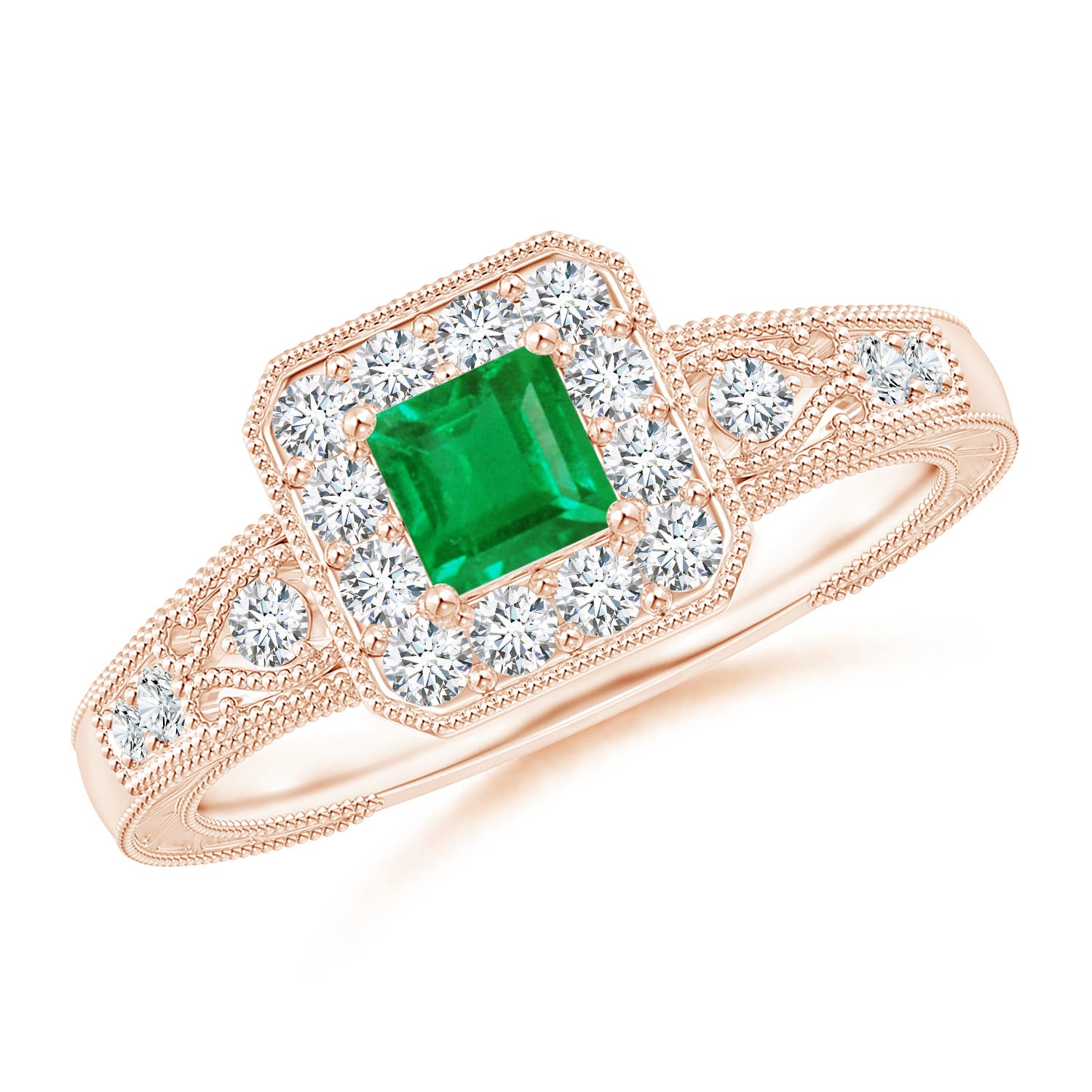 AA - Emerald / 0.54 CT / 14 KT Rose Gold