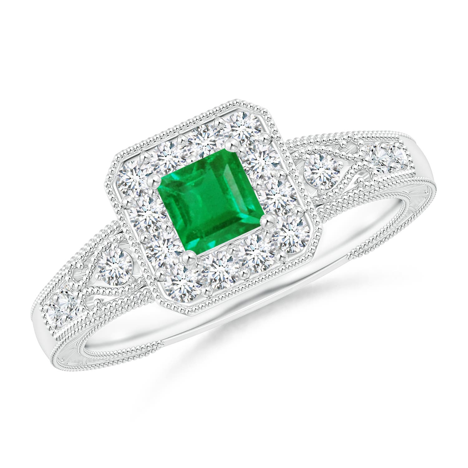 AA - Emerald / 0.54 CT / 14 KT White Gold