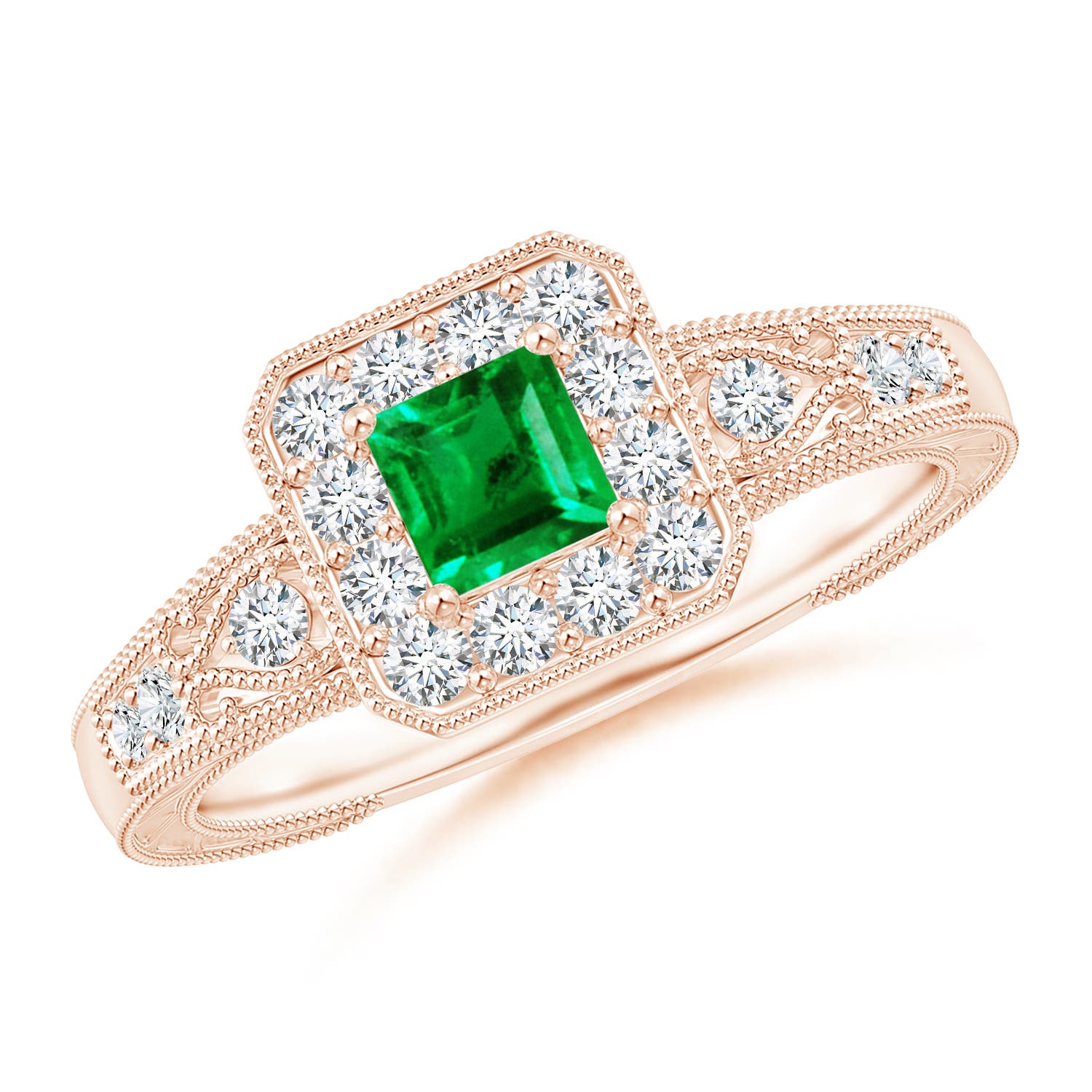 AAA - Emerald / 0.54 CT / 14 KT Rose Gold