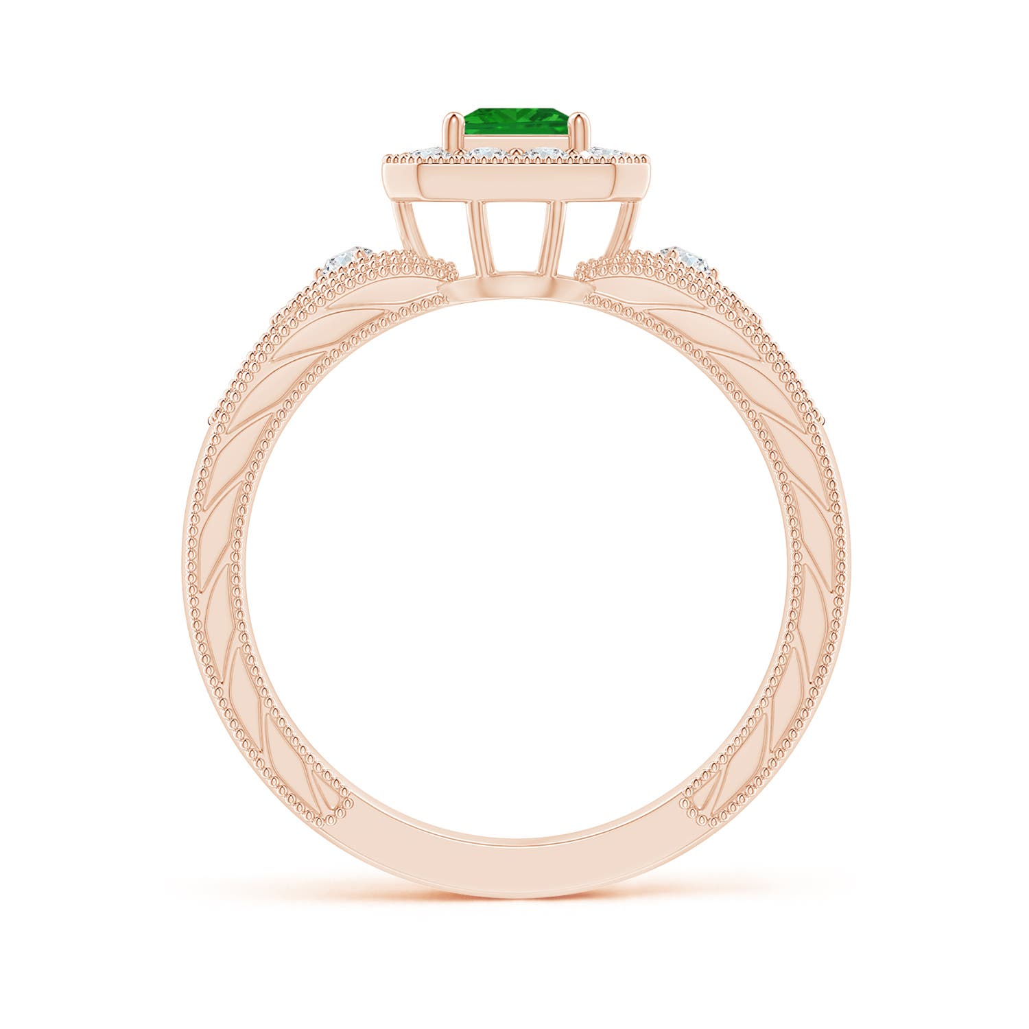 AAA - Emerald / 0.54 CT / 14 KT Rose Gold