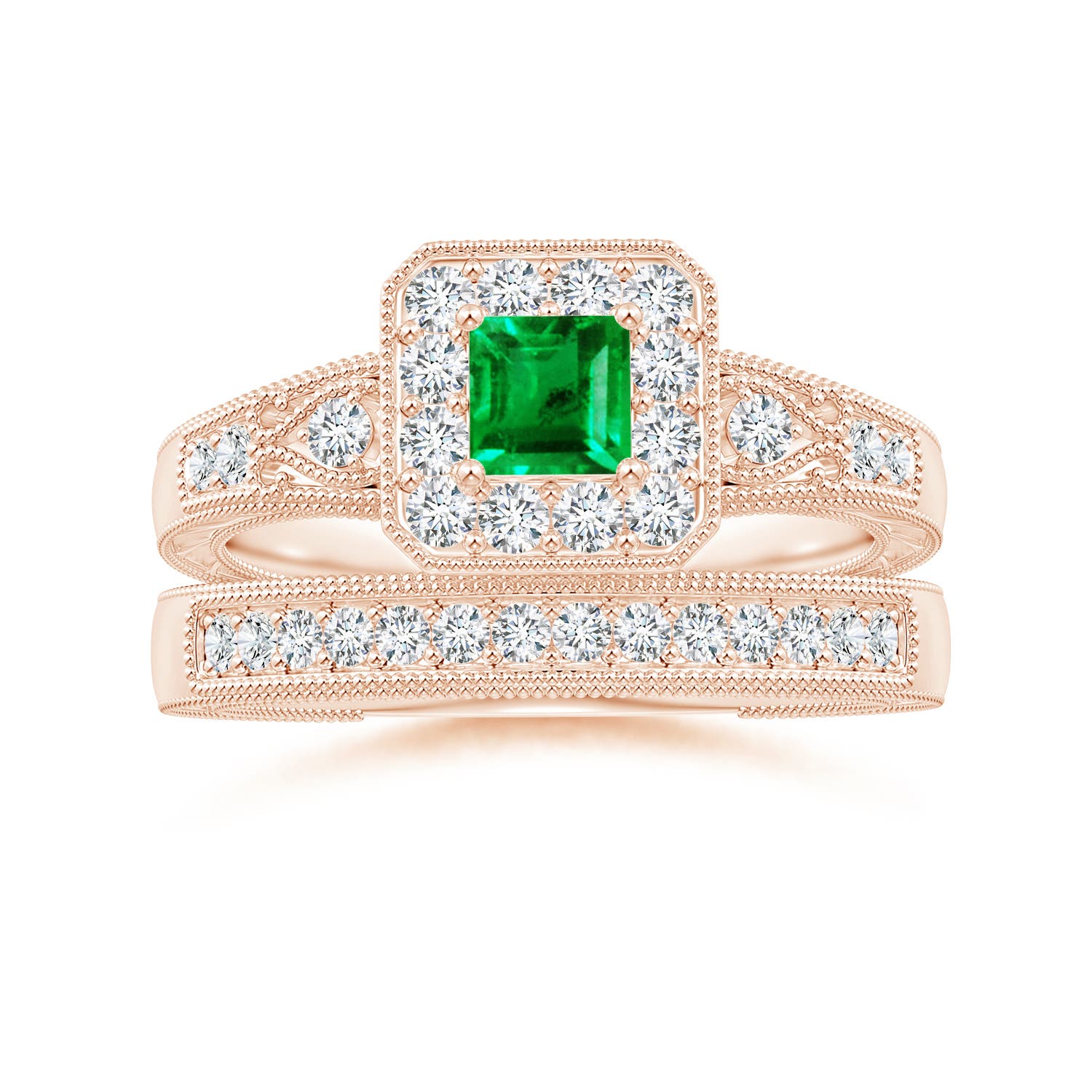 AAA - Emerald / 0.54 CT / 14 KT Rose Gold