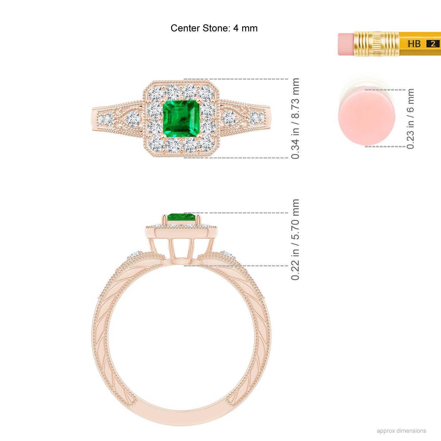 AAA - Emerald / 0.54 CT / 14 KT Rose Gold