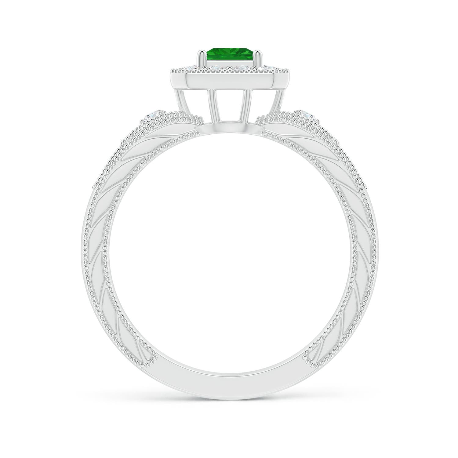 AAA - Emerald / 0.54 CT / 14 KT White Gold