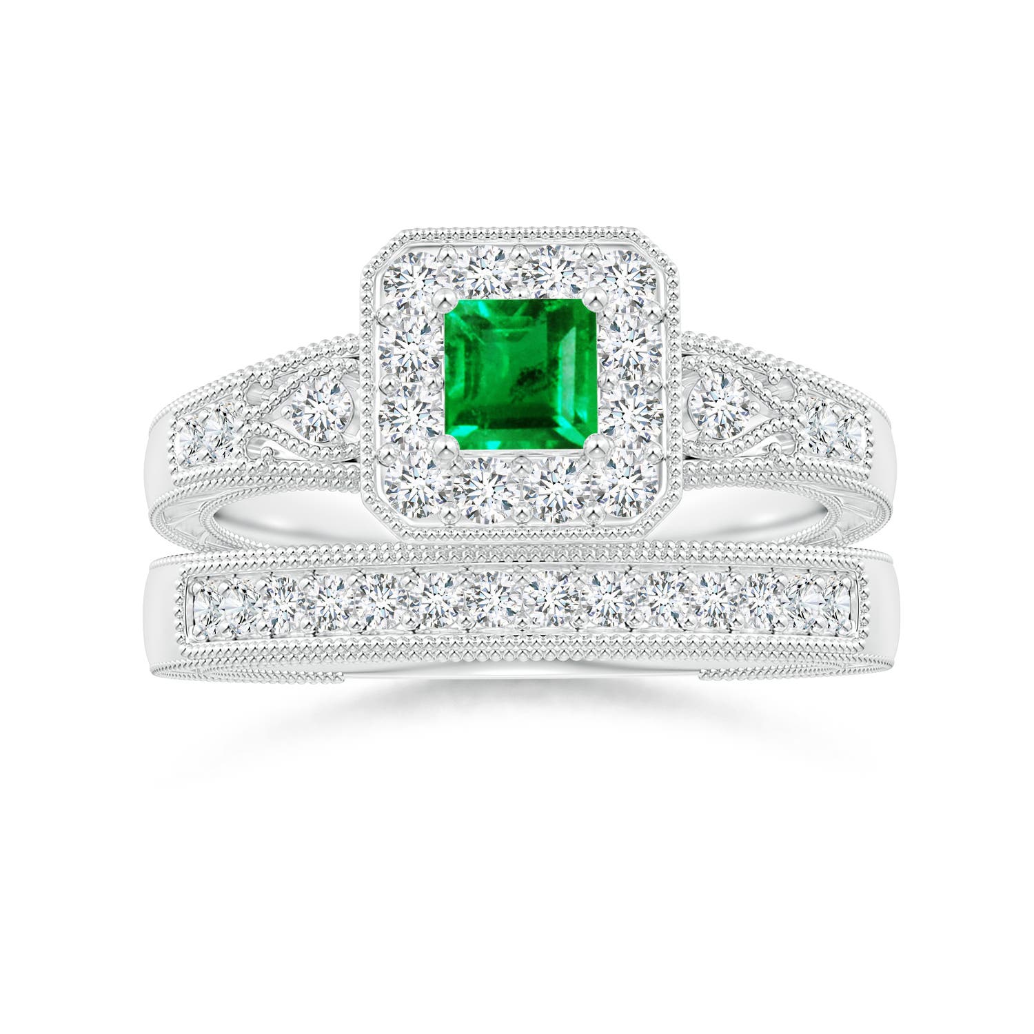 AAA - Emerald / 0.54 CT / 14 KT White Gold