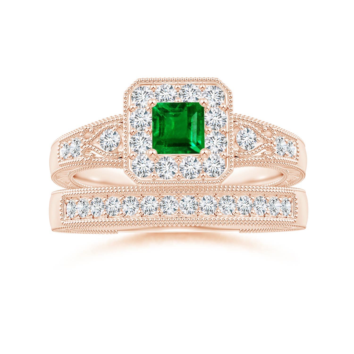 AAAA - Emerald / 0.54 CT / 14 KT Rose Gold