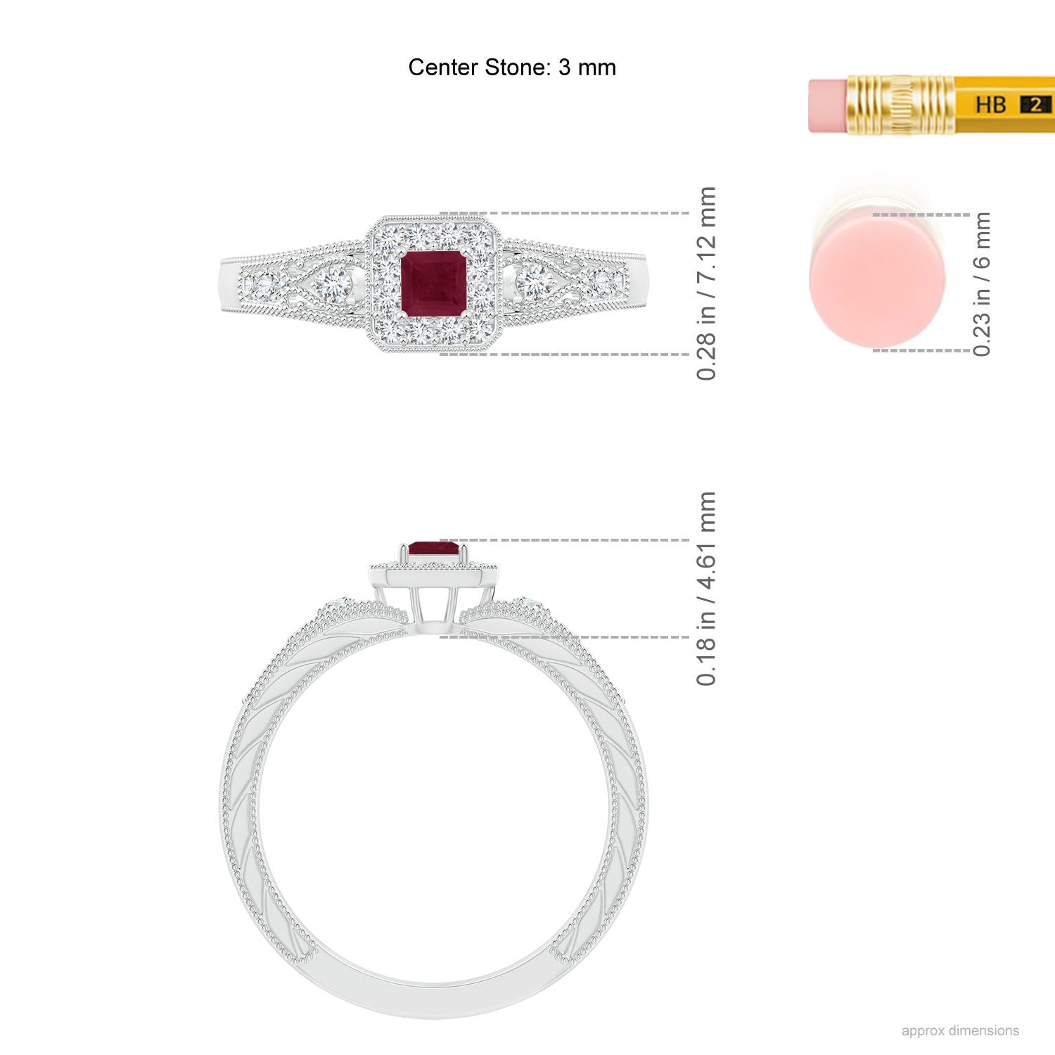 A - Ruby / 0.4 CT / 14 KT White Gold