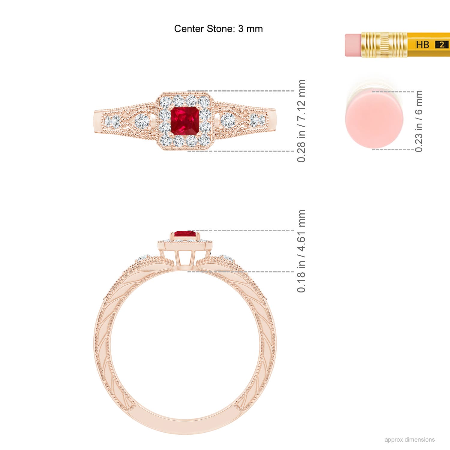 AAA - Ruby / 0.4 CT / 14 KT Rose Gold