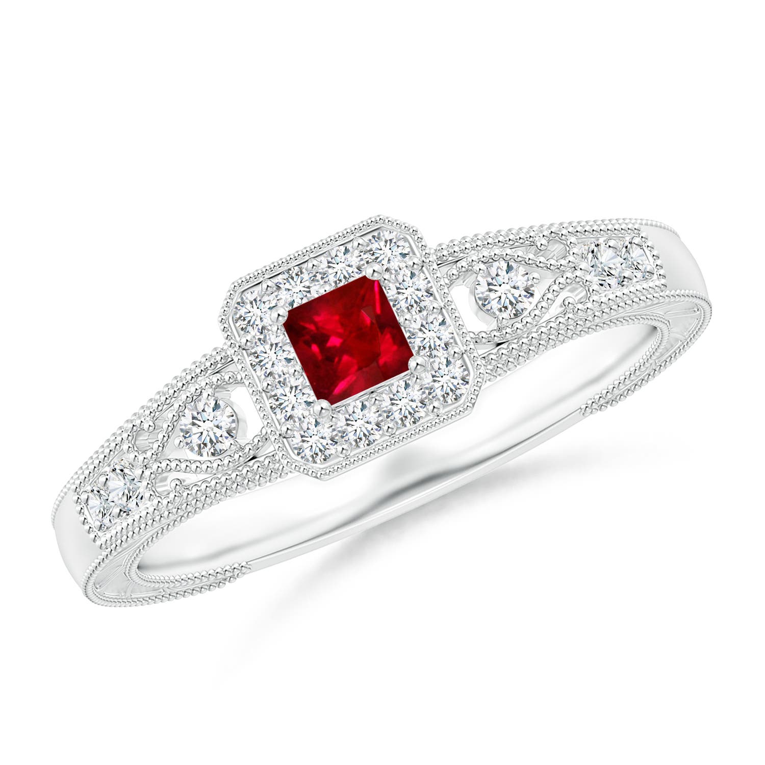 AAAA - Ruby / 0.4 CT / 14 KT White Gold