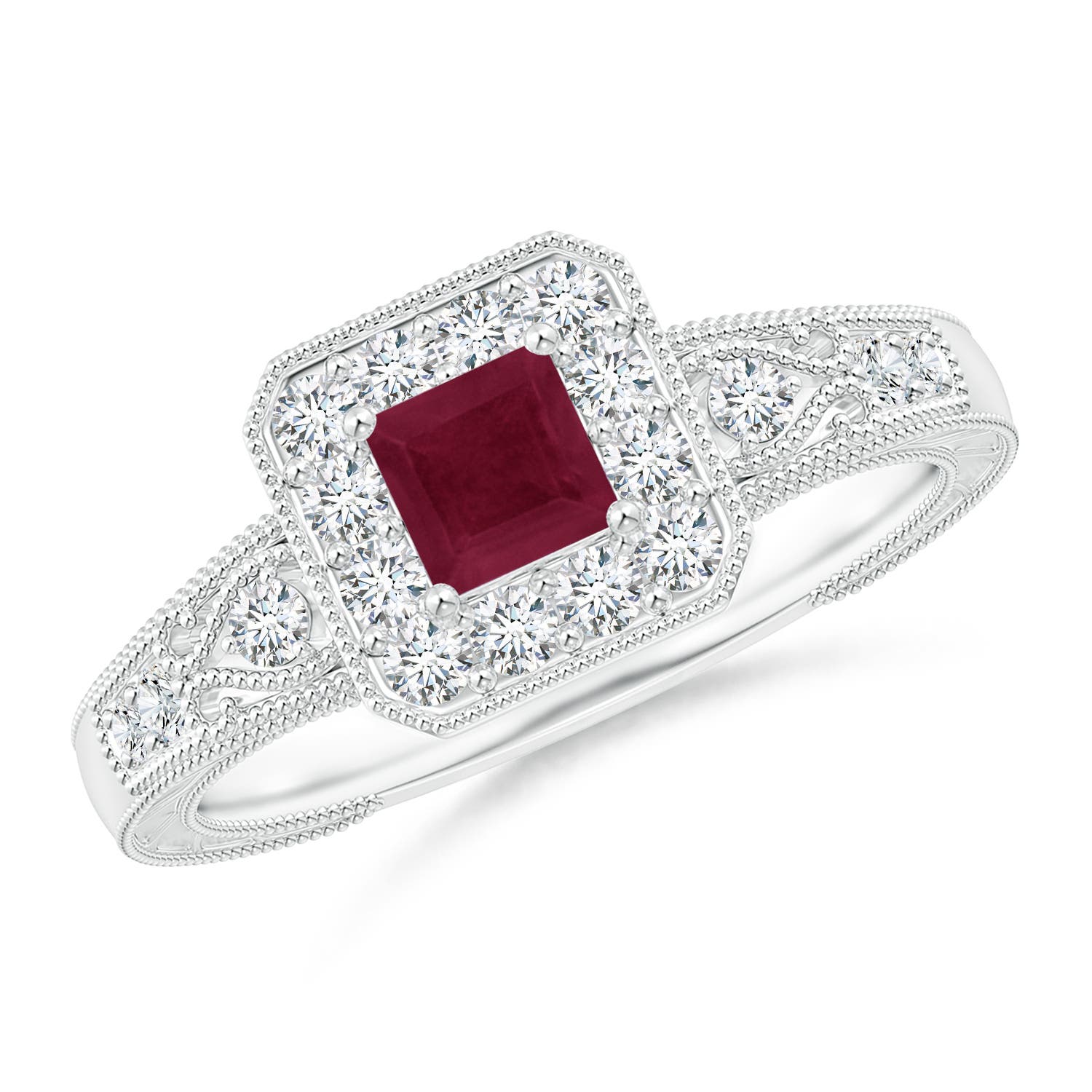 A - Ruby / 0.64 CT / 14 KT White Gold