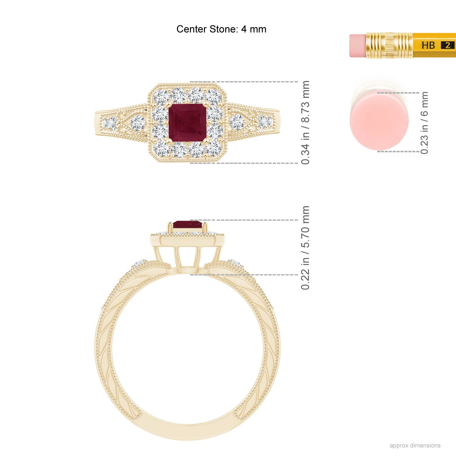 A - Ruby / 0.64 CT / 14 KT Yellow Gold