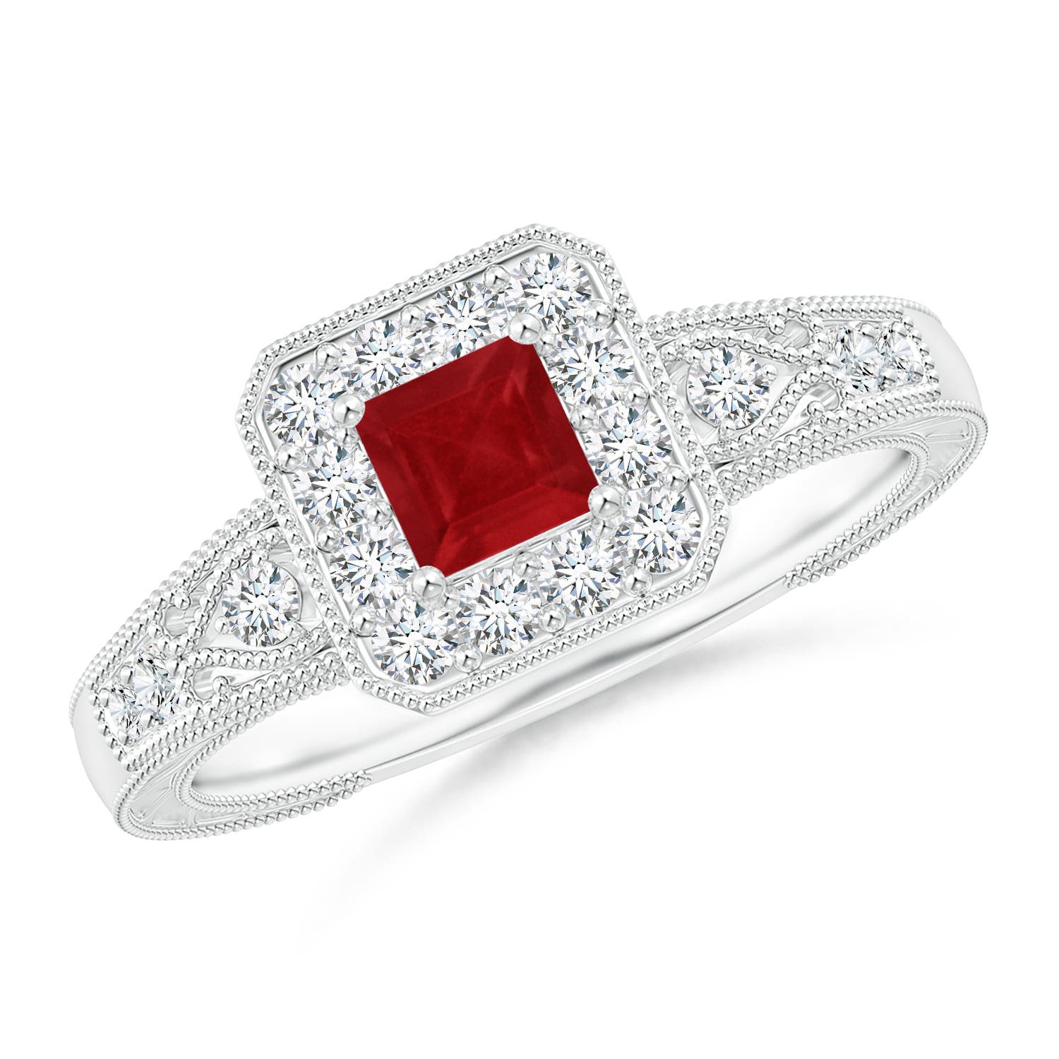 AA - Ruby / 0.64 CT / 14 KT White Gold