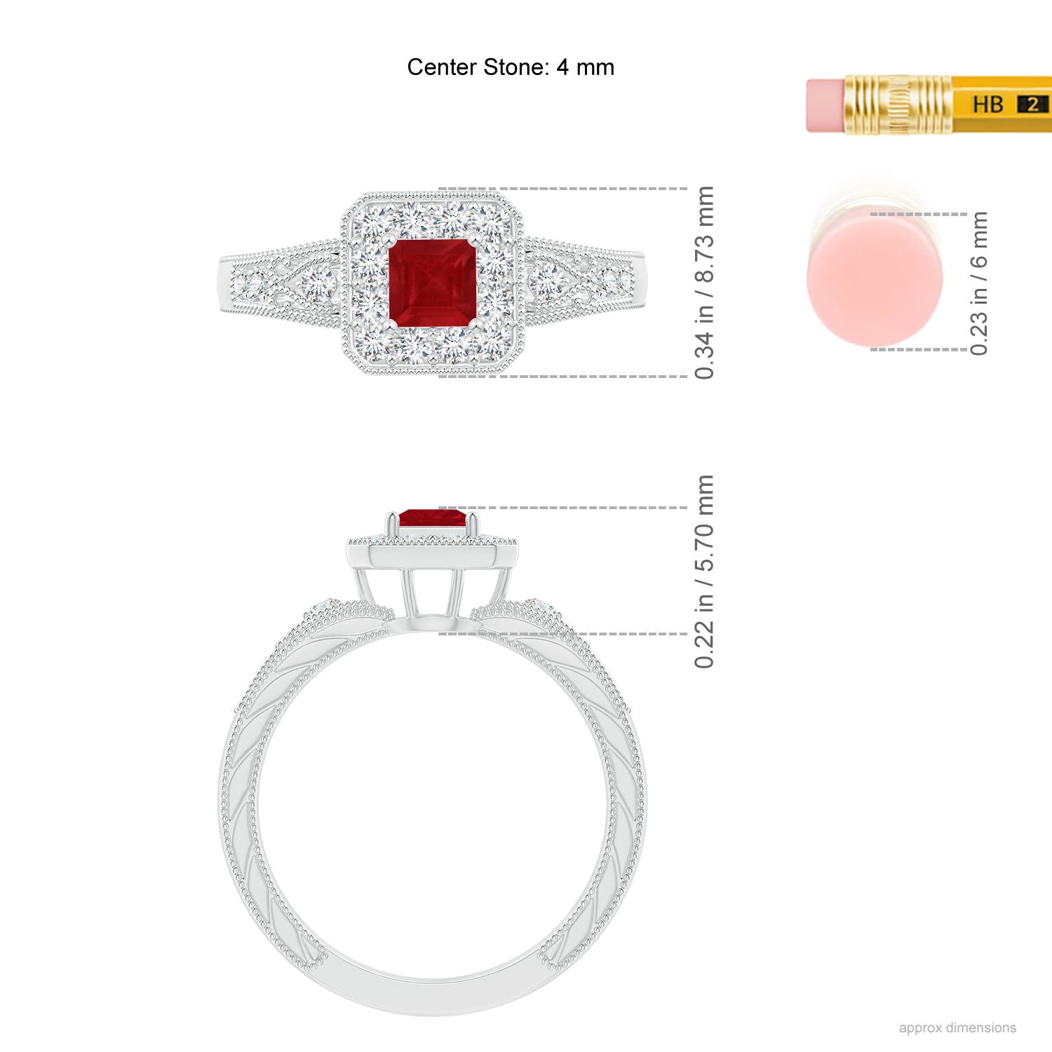 AA - Ruby / 0.64 CT / 14 KT White Gold