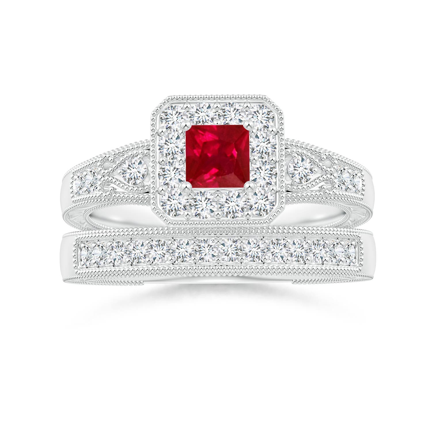 AAA - Ruby / 0.64 CT / 14 KT White Gold