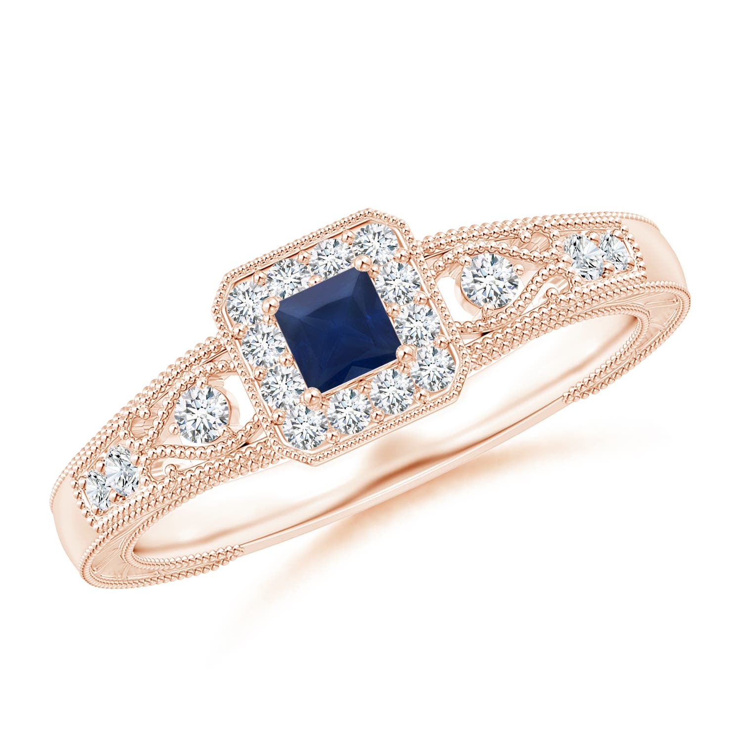 A - Blue Sapphire / 0.39 CT / 14 KT Rose Gold