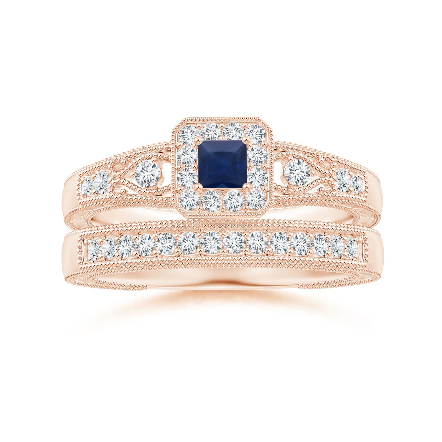 A - Blue Sapphire / 0.39 CT / 14 KT Rose Gold