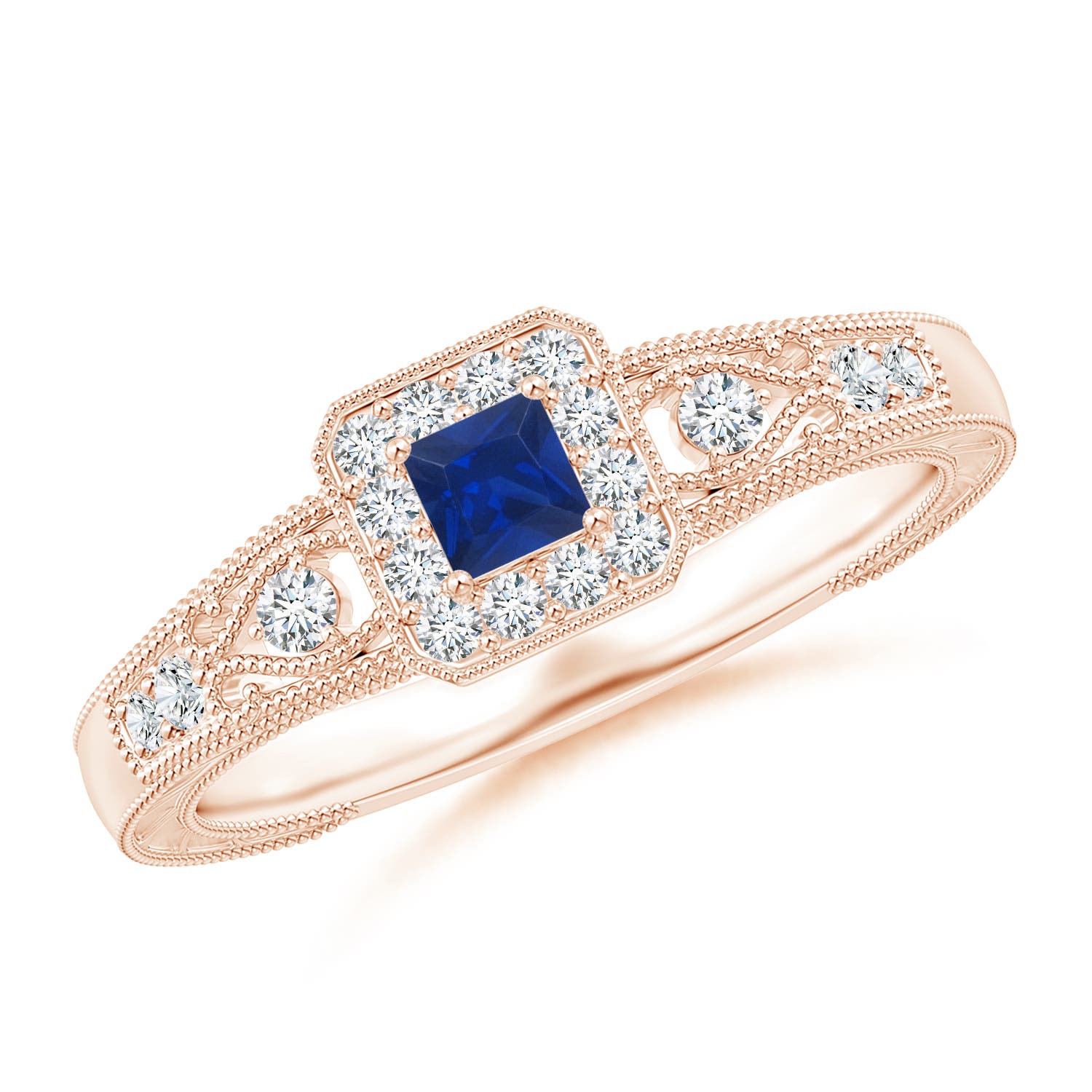 AAA - Blue Sapphire / 0.39 CT / 14 KT Rose Gold