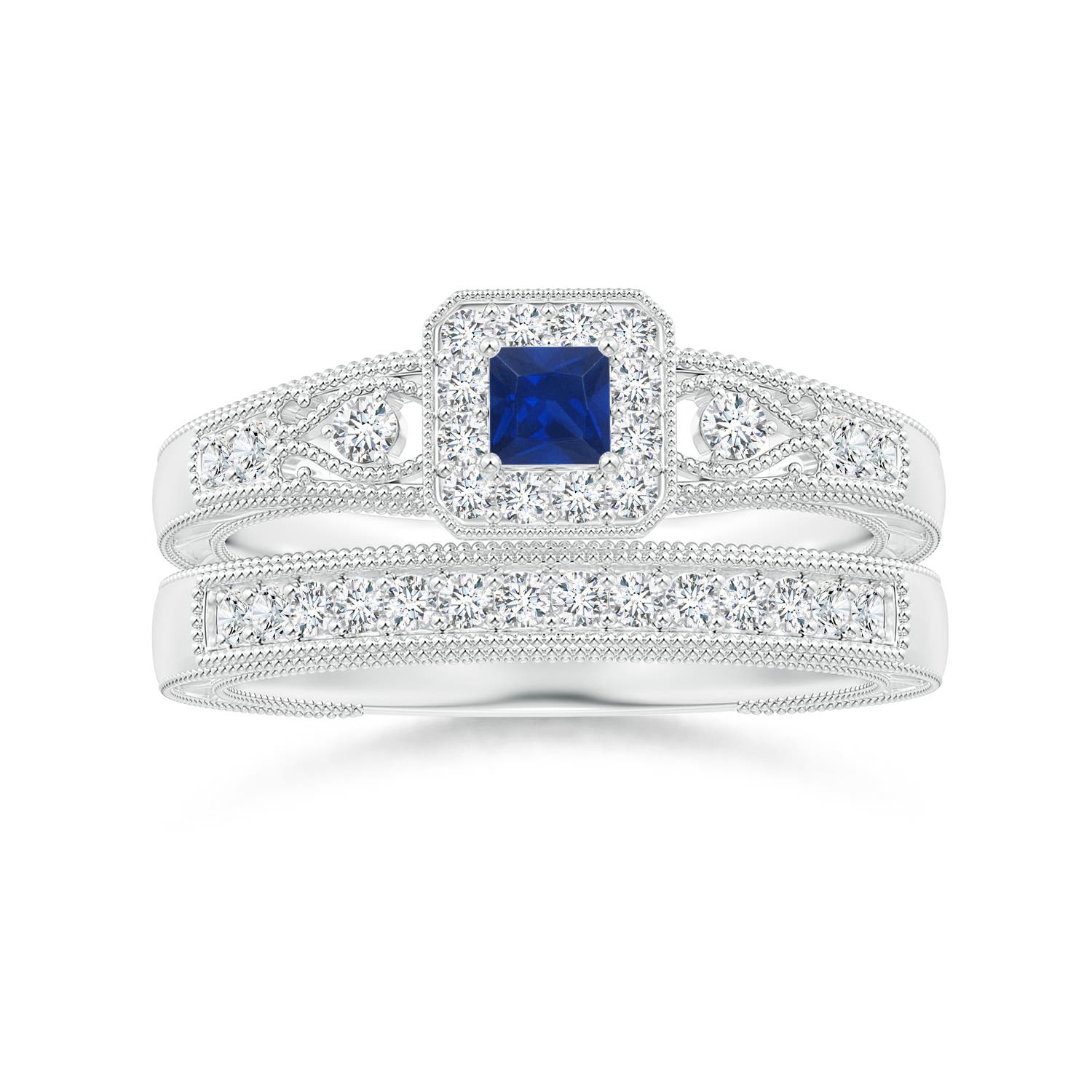 AAA - Blue Sapphire / 0.39 CT / 14 KT White Gold